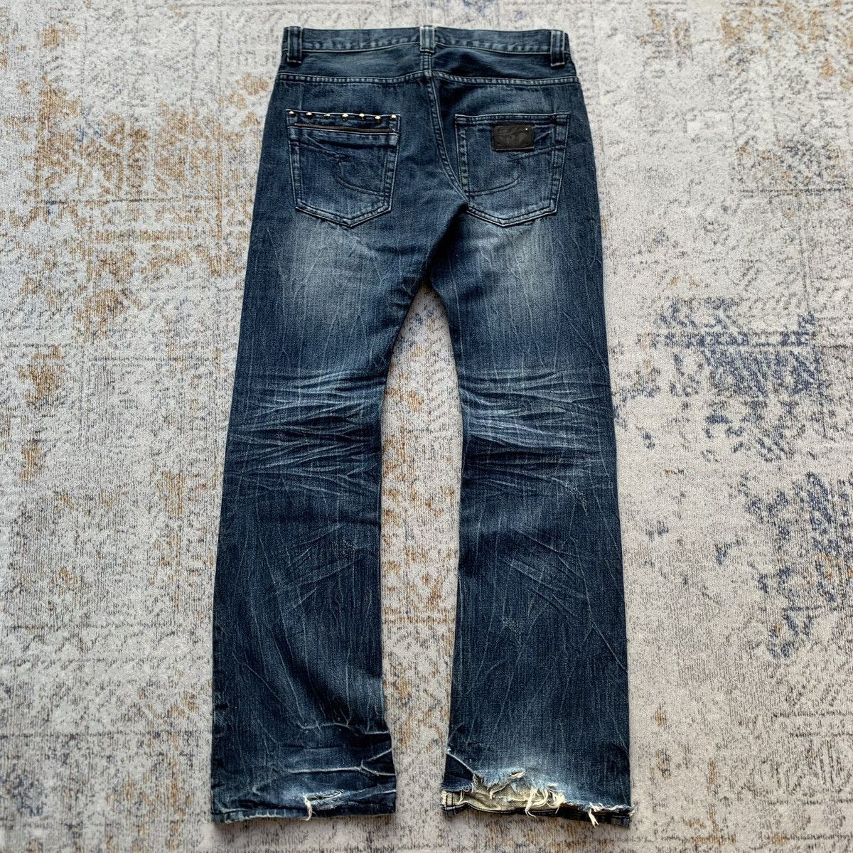 Japanese Brand Japanese Brand Semantic Studded Punk Blue Wash Flared Jeans Size US 34 / EU 50 - 6 Thumbnail