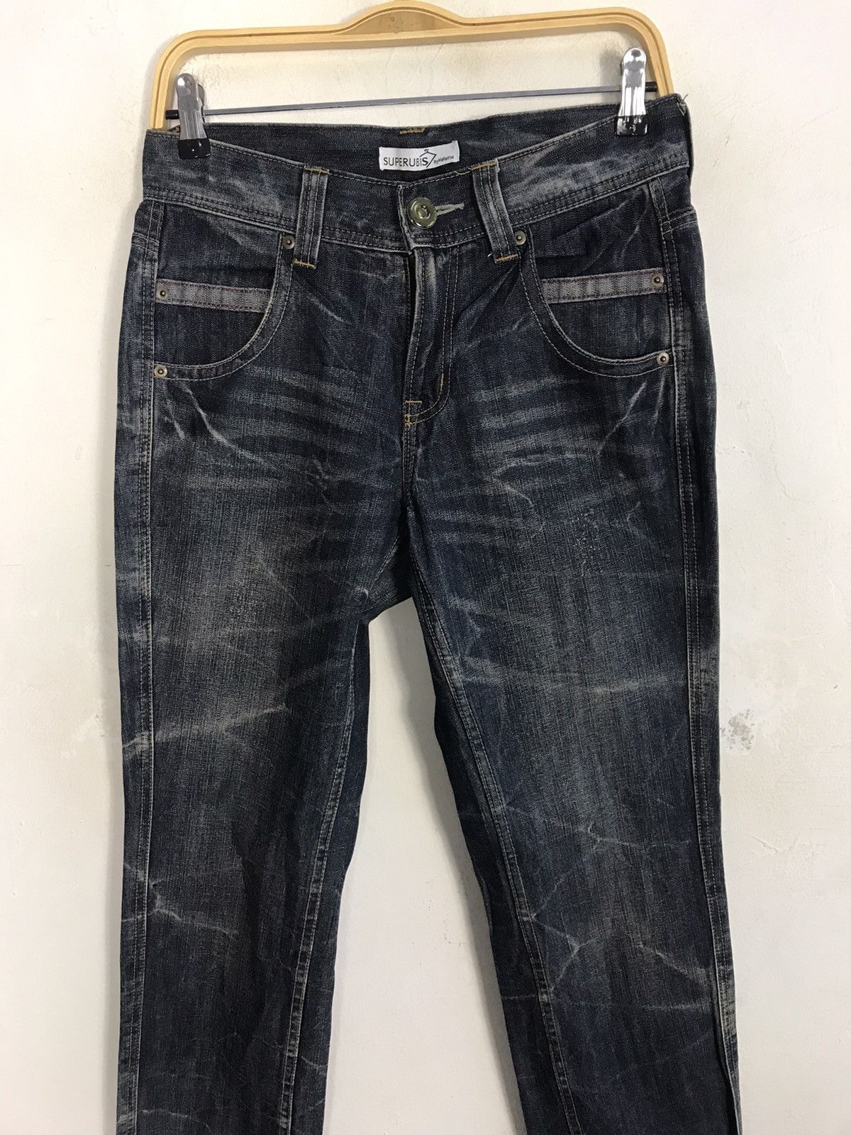 Japanese Brand Superubis By Valetta Whisker Indigo Denim Jeans Size US 30 / EU 46 - 3 Thumbnail