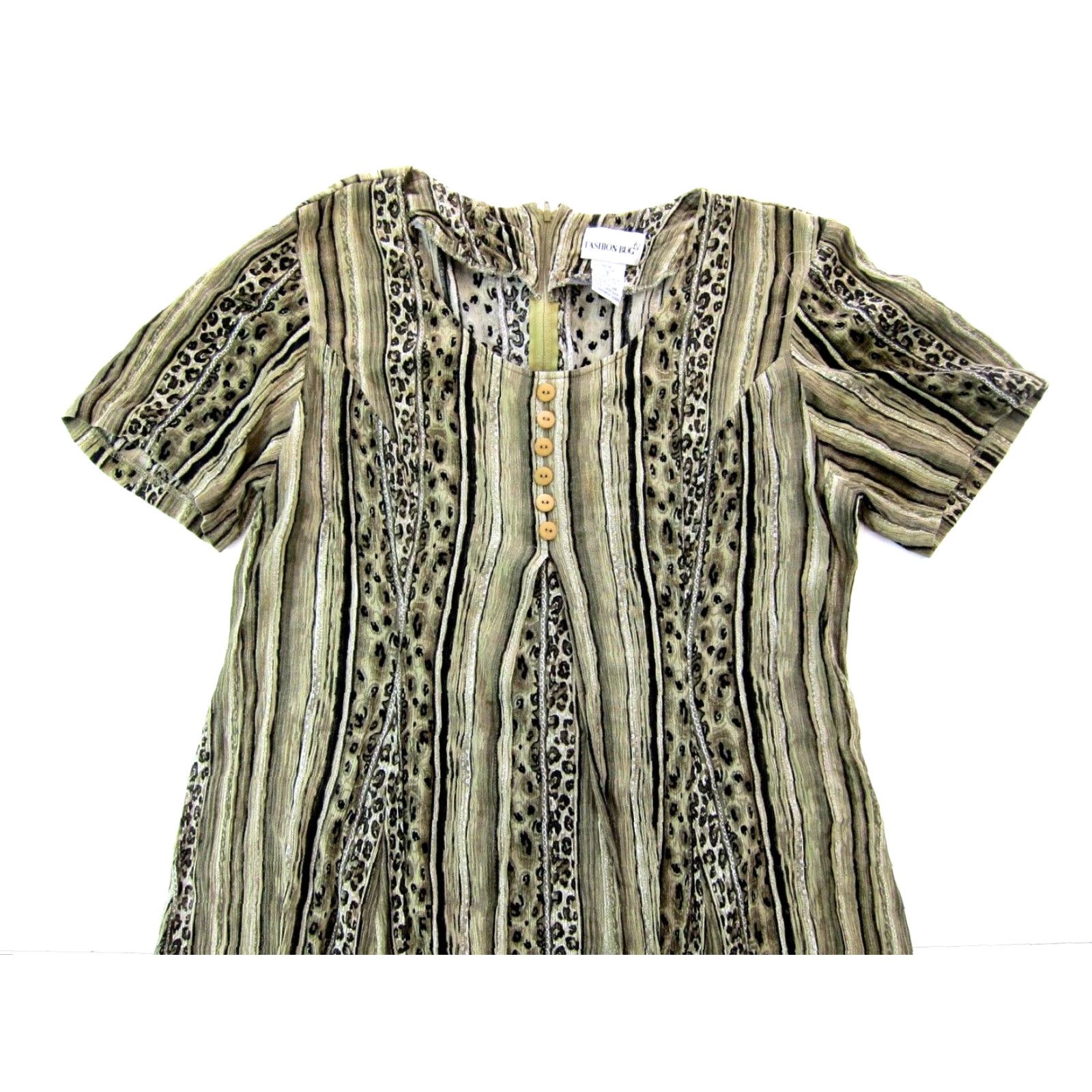 Vintage VINTAGE Fashion Bug Shirt Dress 16 Green Snake Print Short Sleeve Maxi Dress Size 38" / US 16 / IT 52 - 4 Thumbnail