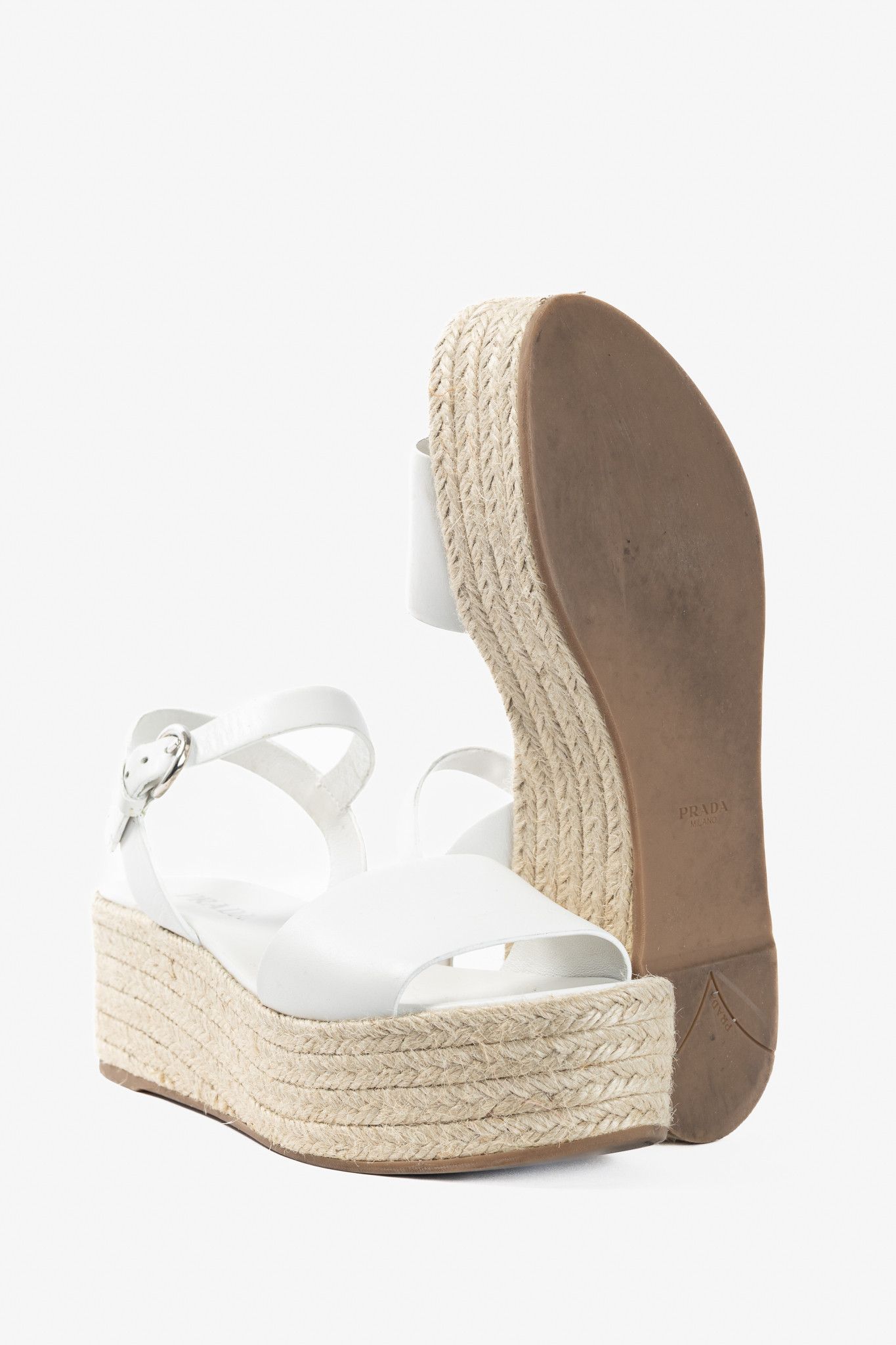 Prada Prada Vitello Montana Leather Espadrille Wedge Sandals Size US 9 / IT 39 - 4 Thumbnail