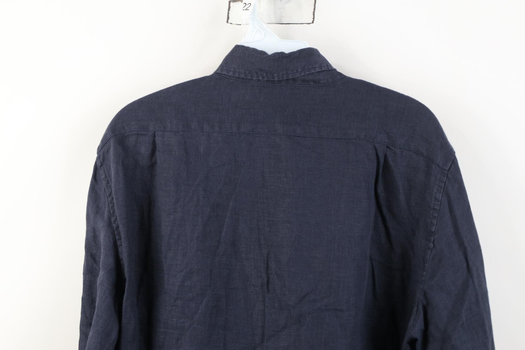 J.Crew J Crew Faded Linen Knit Collared Button Down Shirt Navy Blue Size US M / EU 48-50 / 2 - 14 Thumbnail