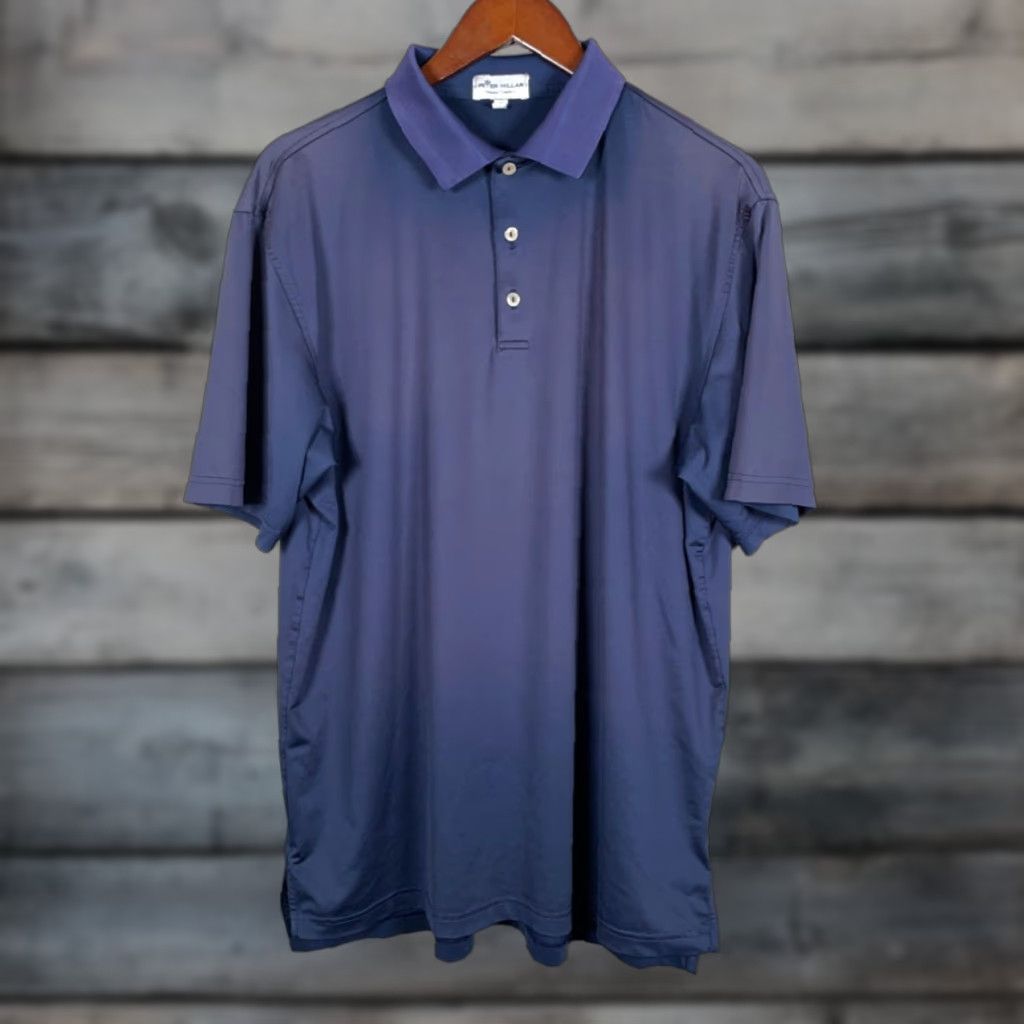 Peter Millar Peter Millar Summer Comfort Polo Shirt Men Large Dark Blue Polyester Spandex Short Sleeve Collared Pullover Lightweight Stretch Size US L / EU 52-54 / 3 - 1 Thumbnail
