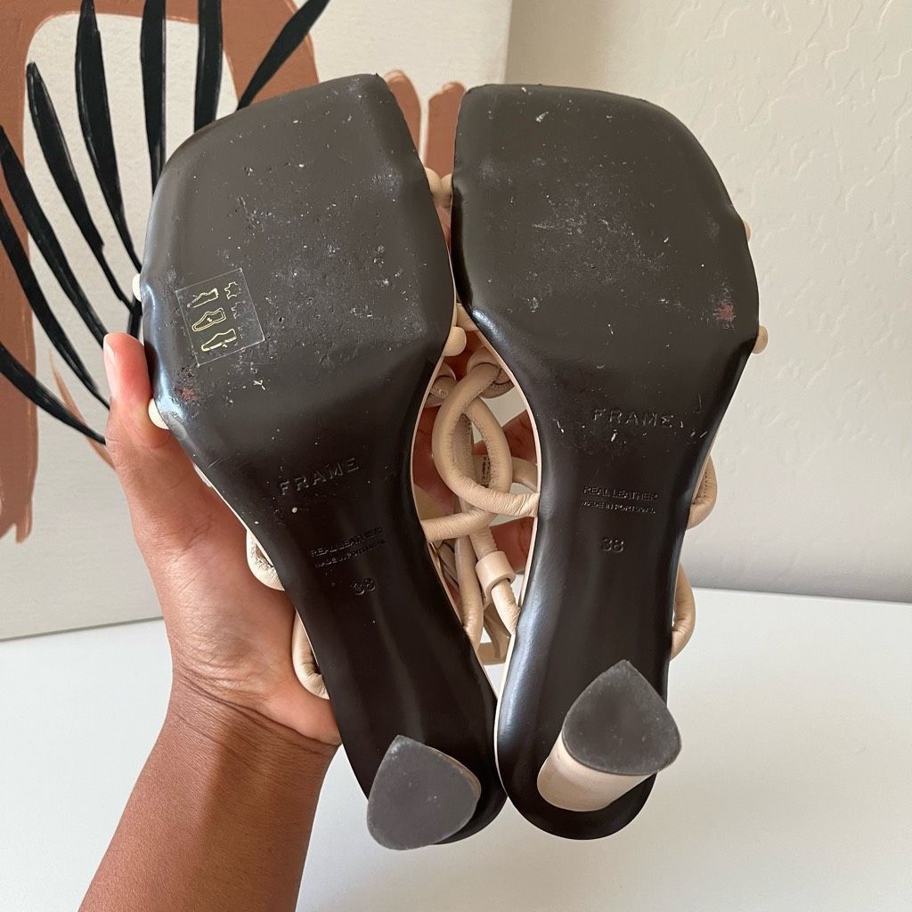 Frame Frame Le Hendrix Slingback Leather Heeled Sandals Cream Size Size US 8 / IT 38 - 10 Thumbnail