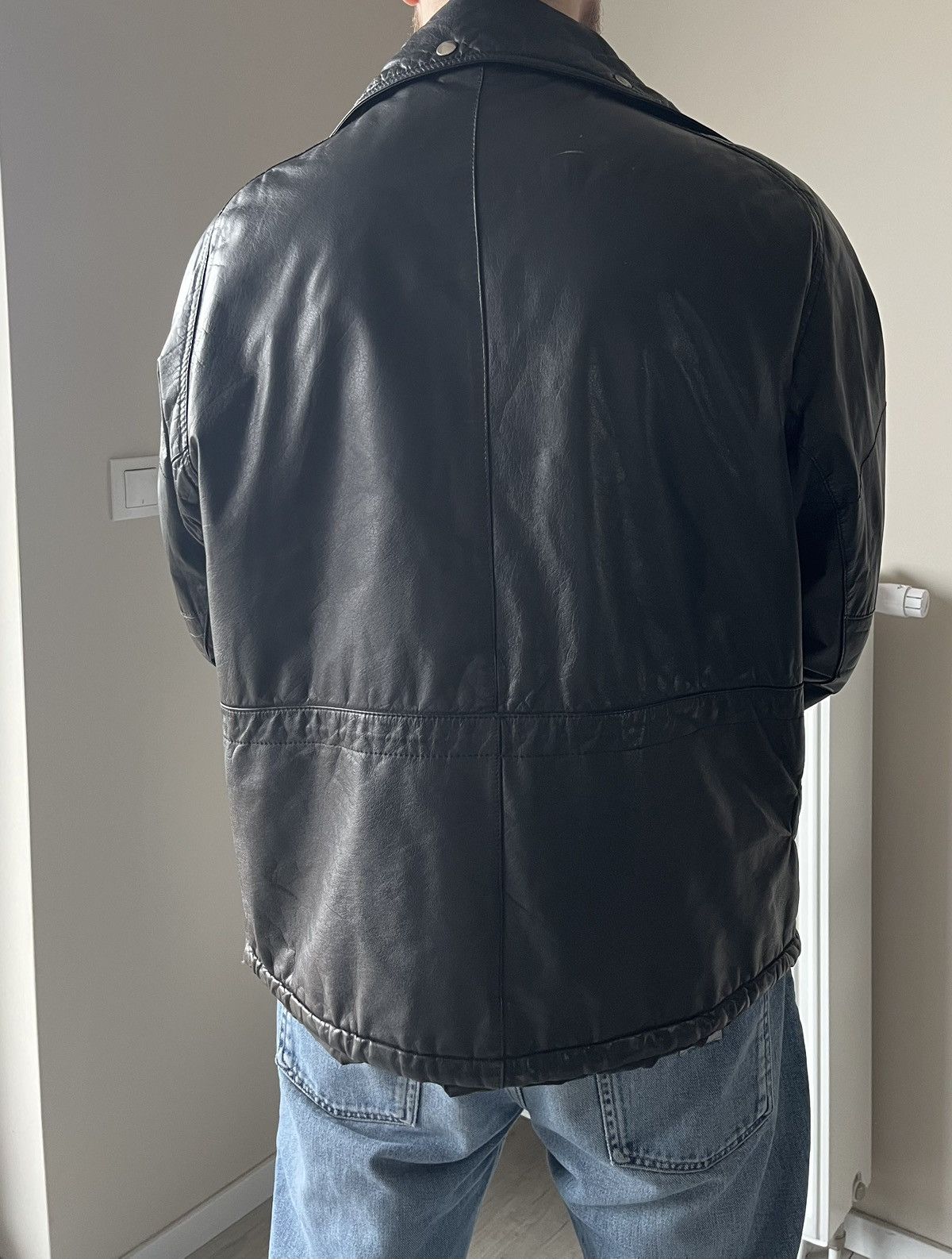 Genuine Leather vintage boxy leather jacket y2k Size US L / EU 52-54 / 3 - 3 Thumbnail