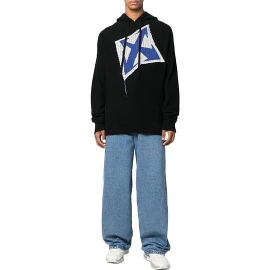 Off-White o1gr1nt1124 Thund Arrow Chunky Knit Hoodie in Black Size US L / EU 52-54 / 3 - 2 Thumbnail