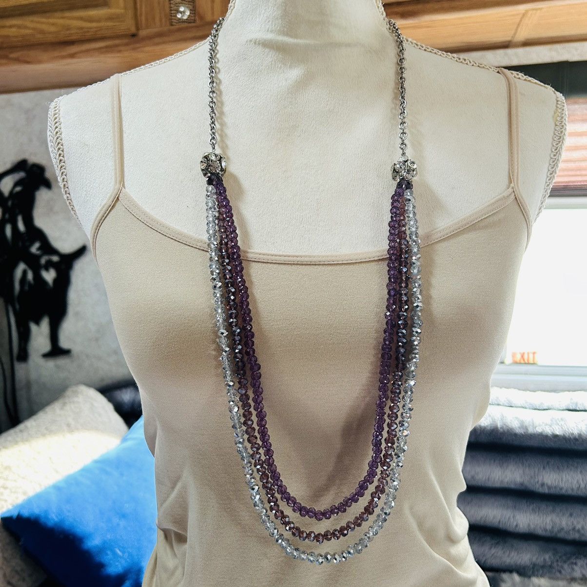 Other Triple strand faceted glass crystal rhondelle disco necklace Size ONE SIZE - 2 Thumbnail