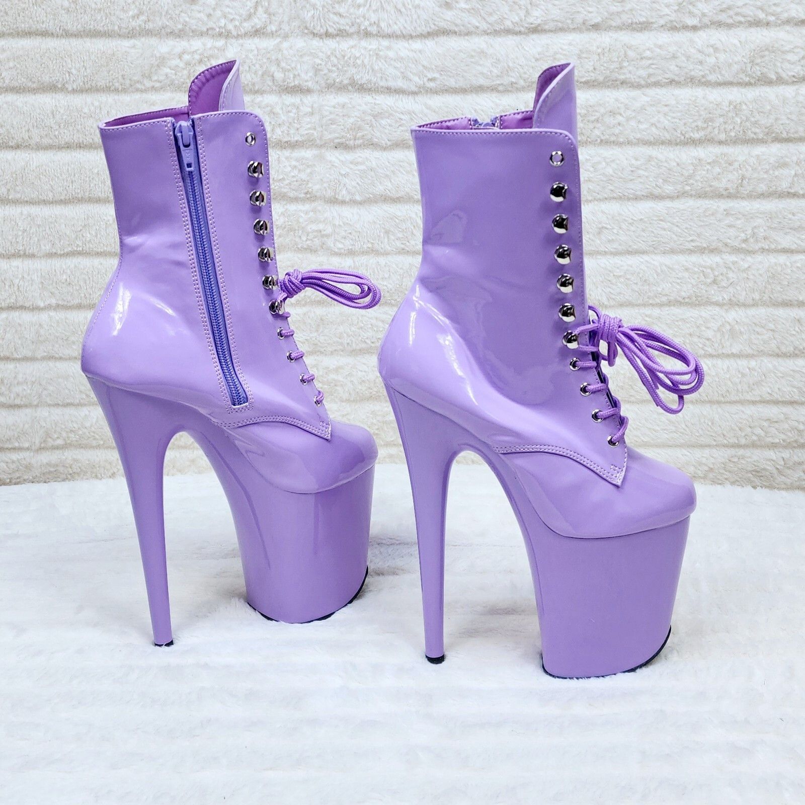 Other Flamingo 1020 Lilac Purple Patent 8" Heel Platform Ankle Boo Size US 11 / IT 41 - 1 Thumbnail