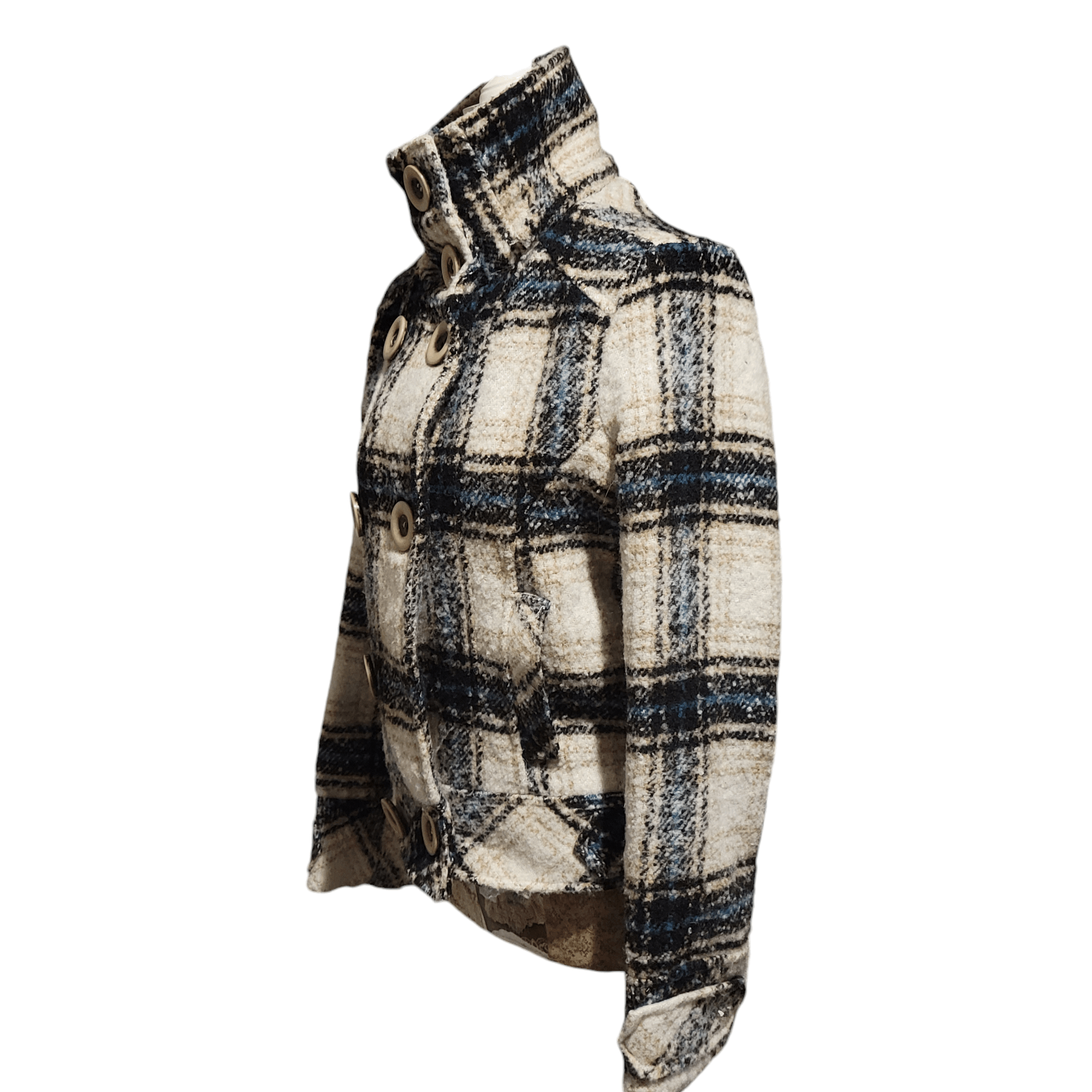 NBDN Nobrandedon Dollhouse Checked Plaid Wool Blend Peacoat Size M / US 6-8 / IT 42-44 - 8 Thumbnail