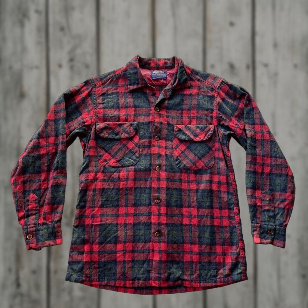 Pendleton VINTAGE Pendleton Shirt Mens Small Red Wool Flannel Button-Up Long Sleeve Collared Plaid Pocketed 60s 70s Classic Mens Size US S / EU 44-46 / 1 - 1 Thumbnail