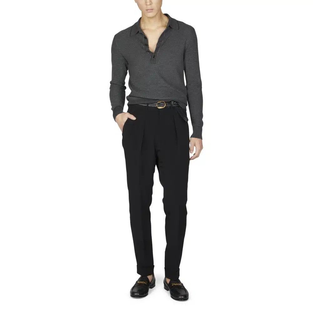 Tom Ford o1loc1c1225 KPL010 Merino Silk Viscose Polo Shirt in Grey Size US M / EU 48-50 / 2 - 2 Thumbnail