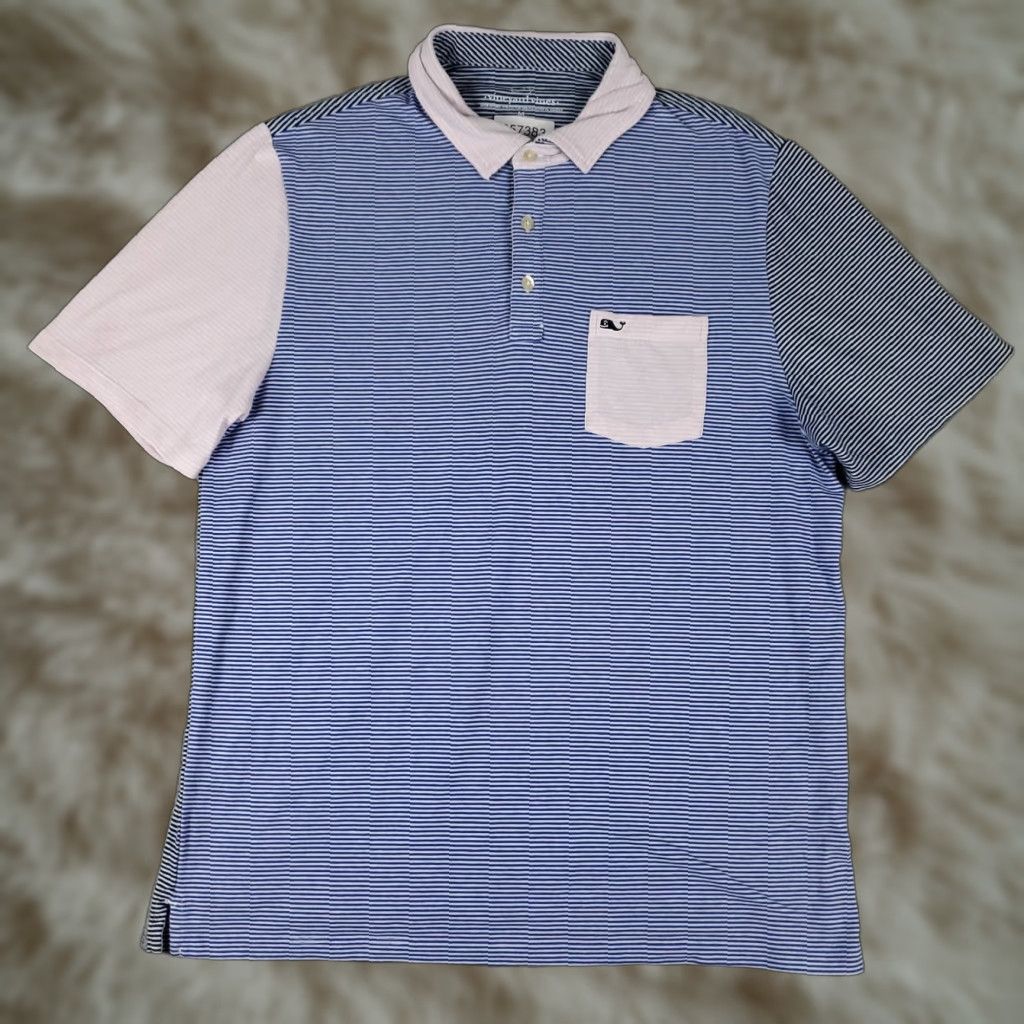Vineyard Vines VINTAGE Vineyard Vines Polo Shirt Men Medium Blue Pink Stripe All Seasons Casual Short Sleeve Men's Size US M / EU 48-50 / 2 - 1 Thumbnail