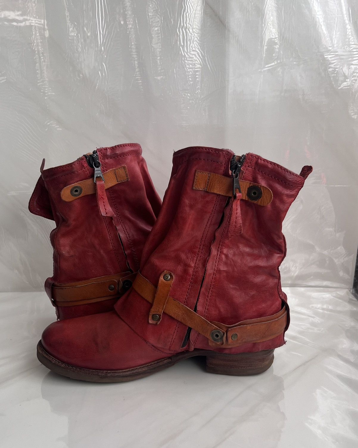 A.S.98 As 98 Airstep Zipper Boho Biker Red distressed boot Size US 8 / IT 38 - 7 Thumbnail