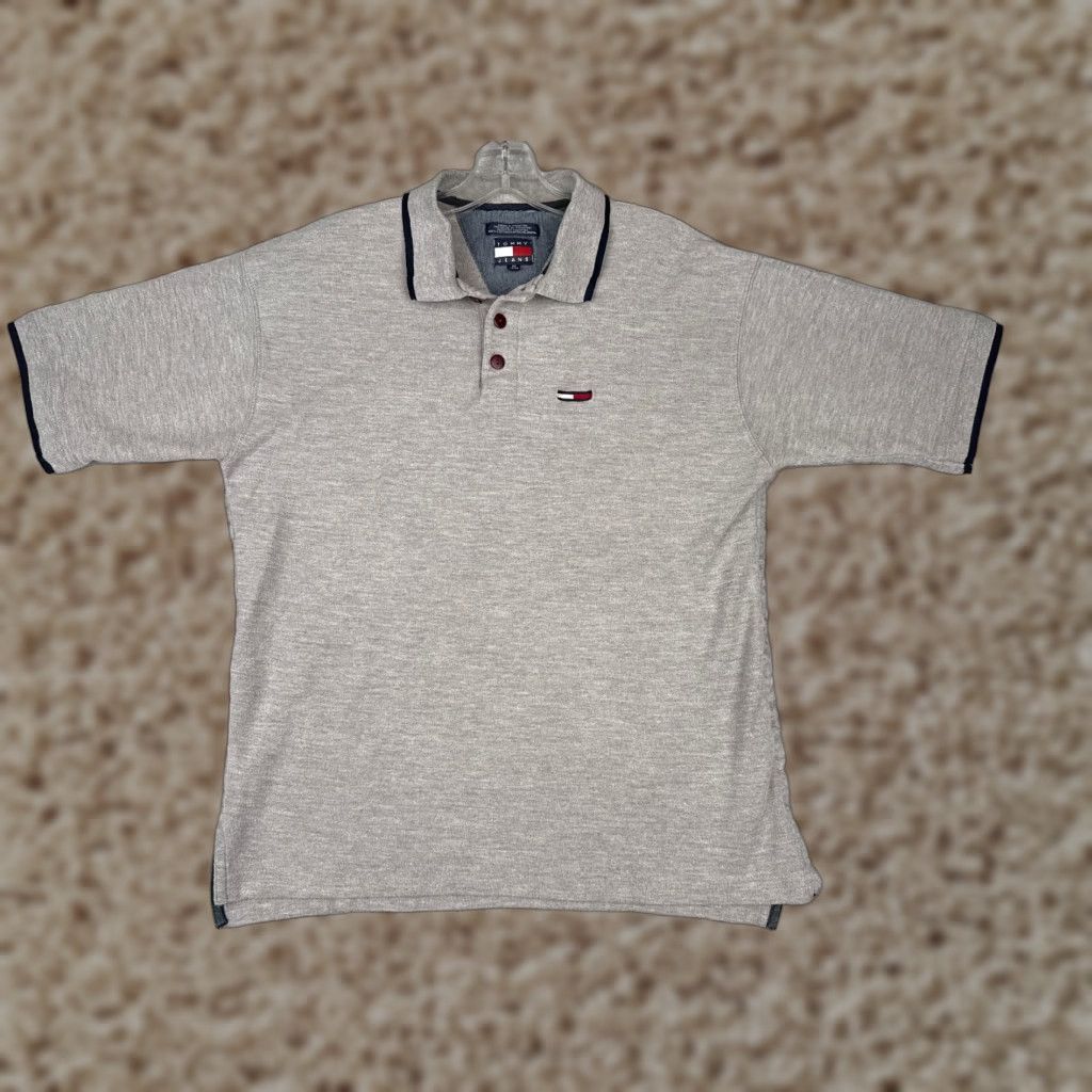 Tommy Hilfiger VINTAGE Tommy Hilfiger Polo Shirt Men Regular Medium Gray 100% Cotton Short Sleeve Modern Sports Mens Size US M / EU 48-50 / 2 - 1 Thumbnail