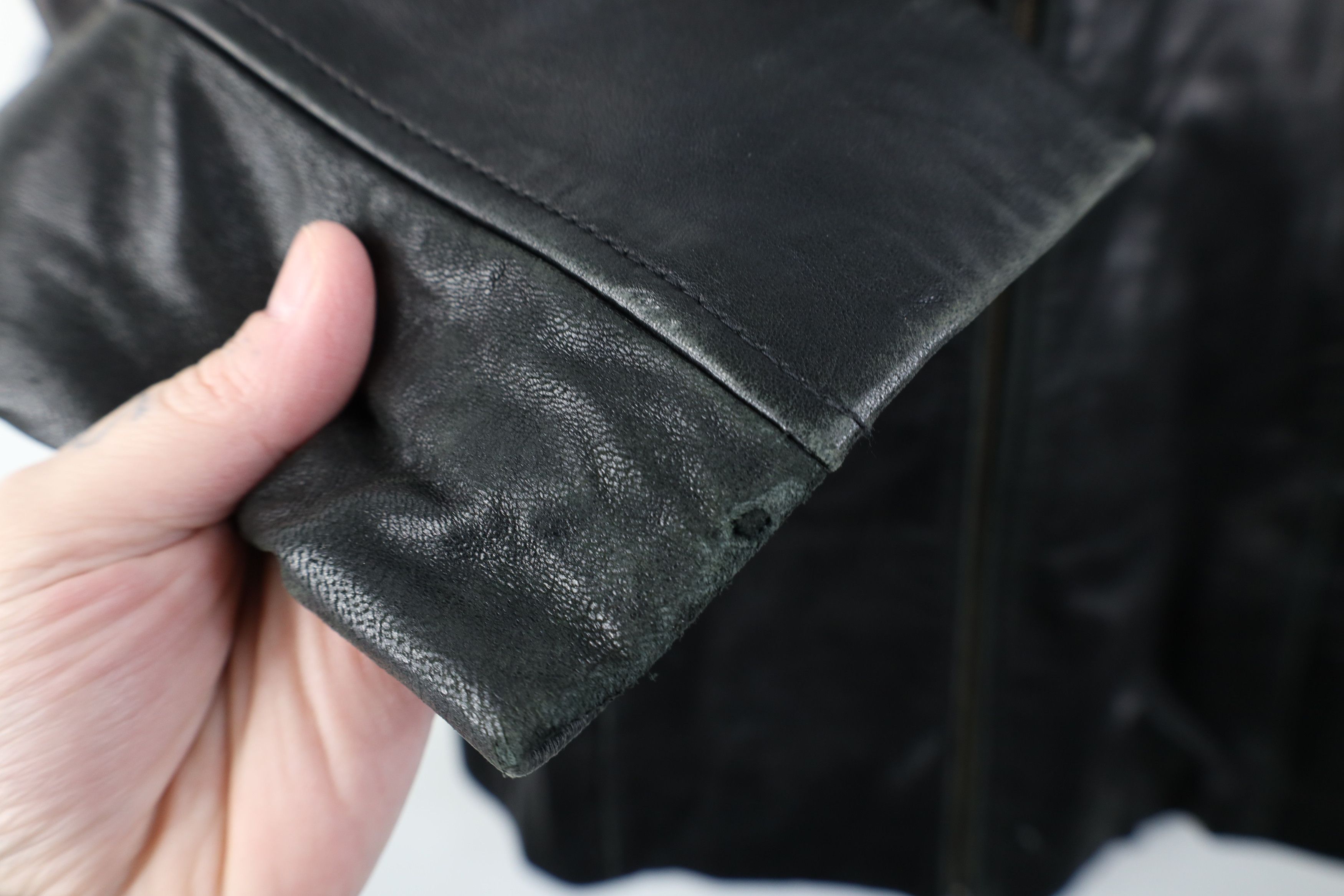 Vintage Vintage 90s Streetwear Soft Leather Collared Jacket Black Size US L / EU 52-54 / 3 - 6 Thumbnail