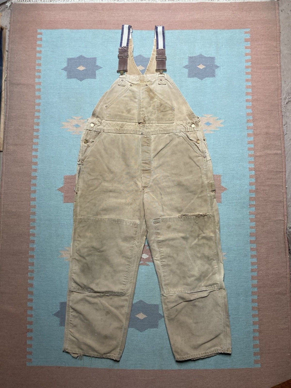 Vintage 1960s 70s carhartt overalls double knee canvas Big C 40x27 Size US 40 / EU 56 - 1 Thumbnail
