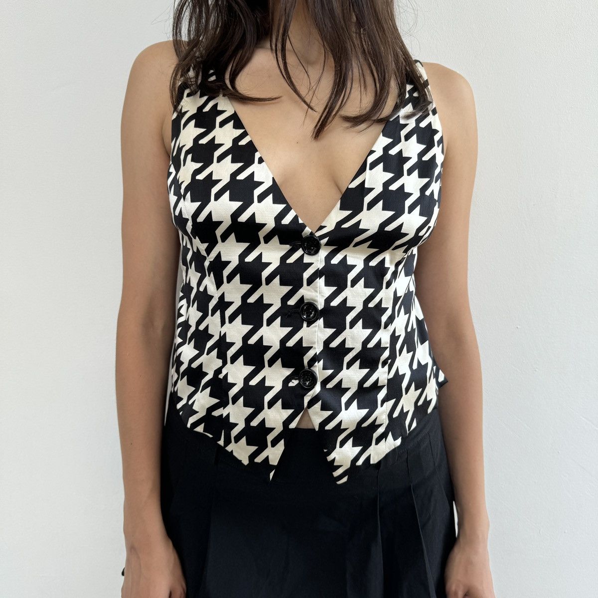 Dolce & Gabbana Vintage Archive Dolce & Gabbana Houndstooth Silk Vest Size M / US 6-8 / IT 42-44 - 1 Thumbnail
