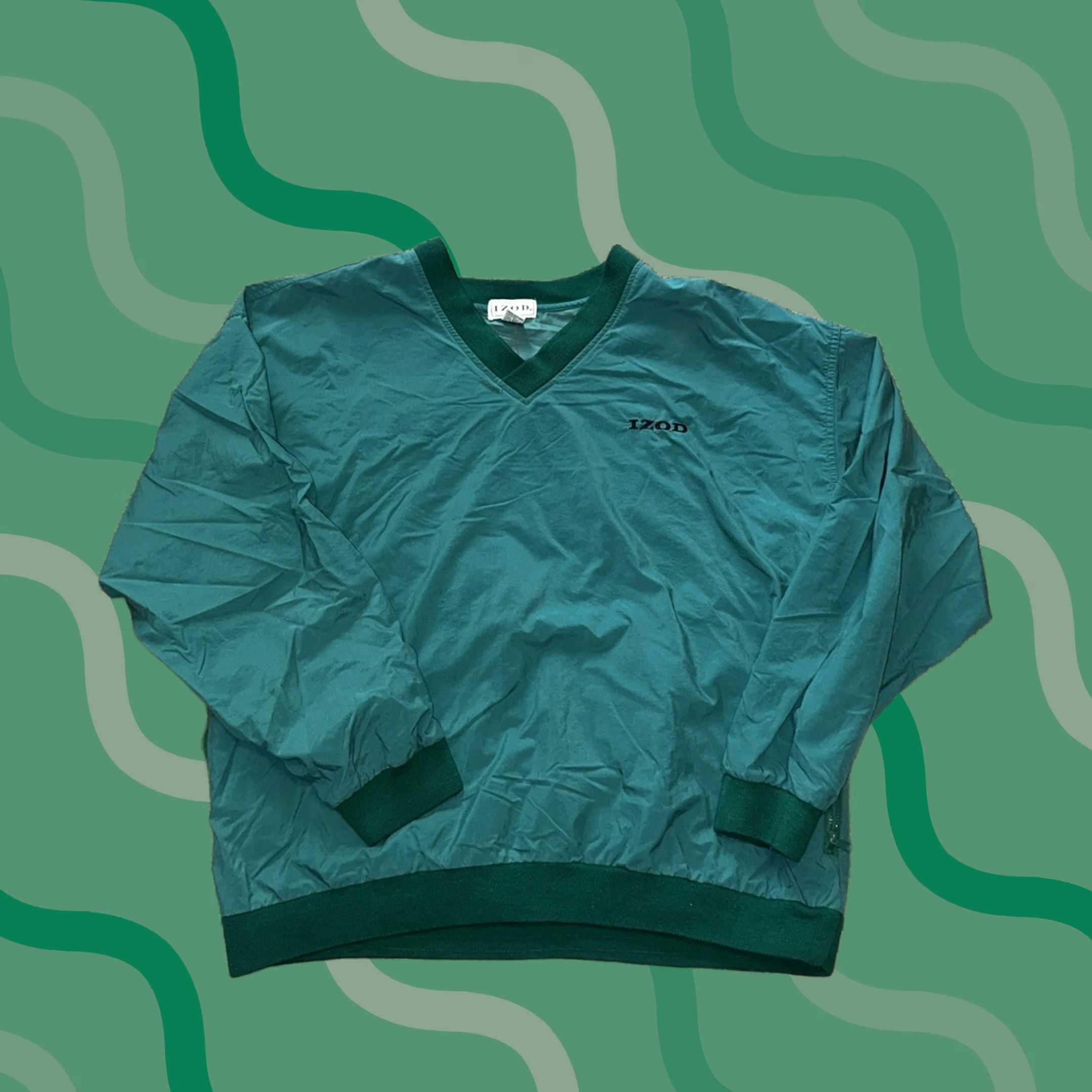 Izod VINTAGE IZOD Sweatshirt Mens Large Golf Windbreaker Embroidered Logo 90s Green Size US L / EU 52-54 / 3 - 1 Thumbnail