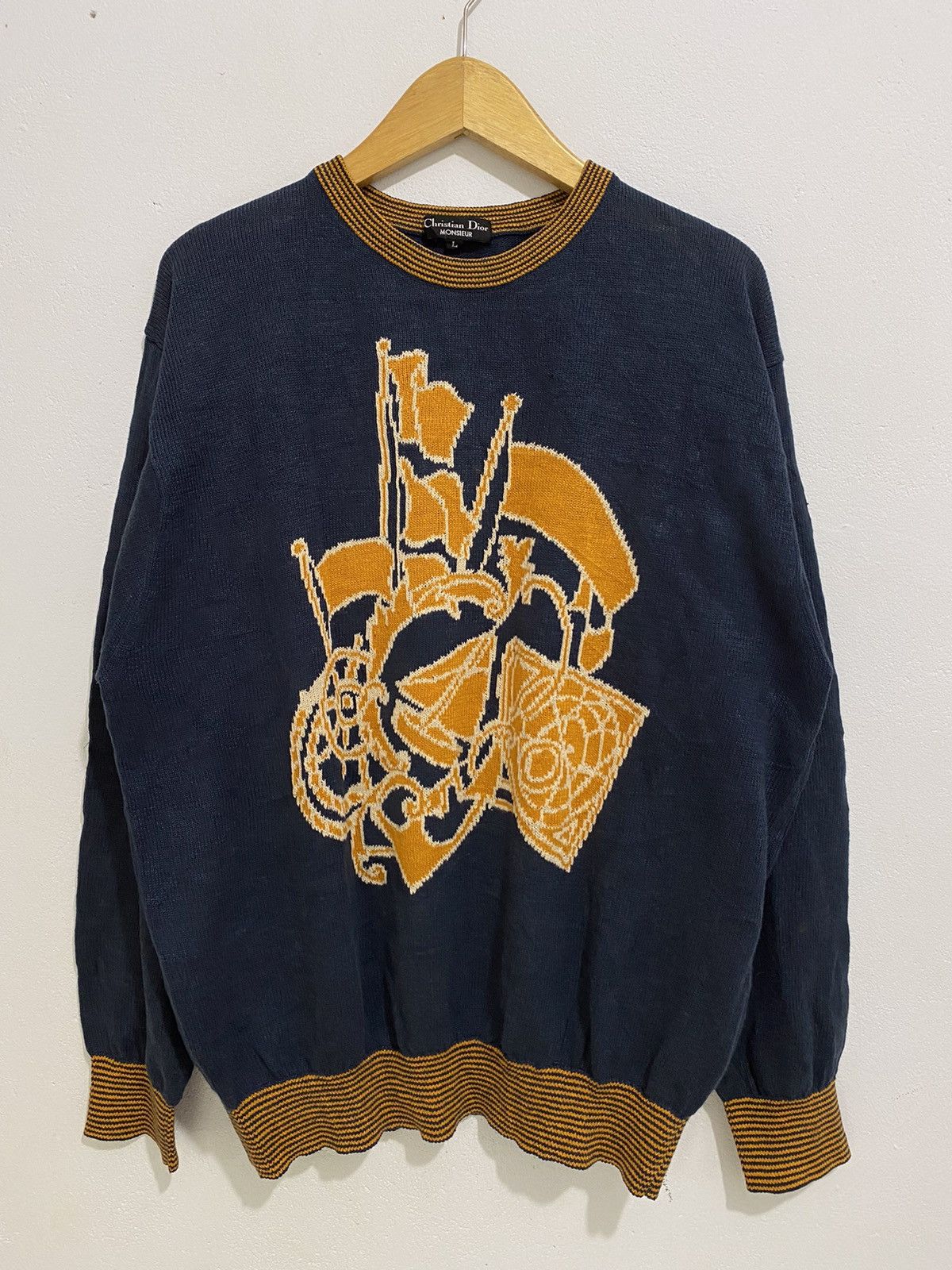 image of Christian Dior Monsieur Cd Luxury Sweaters in Blue, Men's (Size Large)