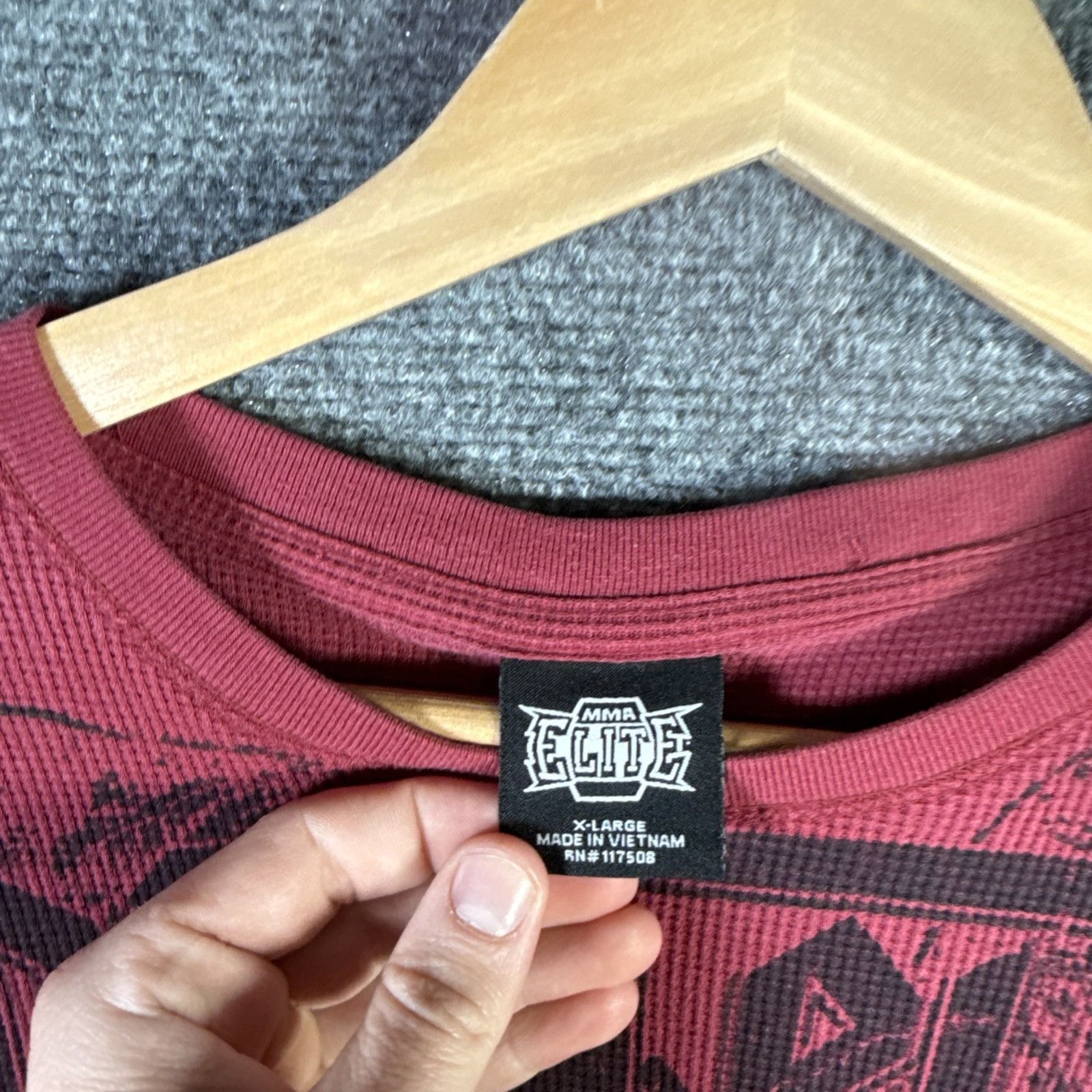 Affliction Vintage MMA Elite Waffle Knit Thermal Long Sleeve Shirt XL Size US XL / EU 56 / 4 - 3 Thumbnail