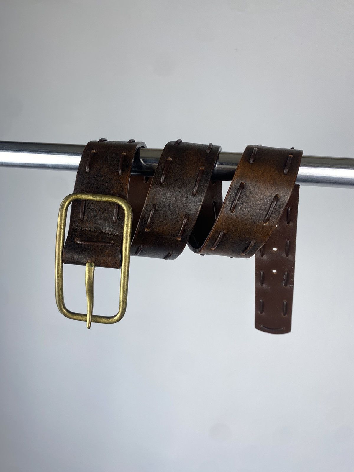 Designer × Japanese Brand Vintage Ferre Brown Italy Belt Y2K Cowboy Style Size ONE SIZE - 2 Thumbnail