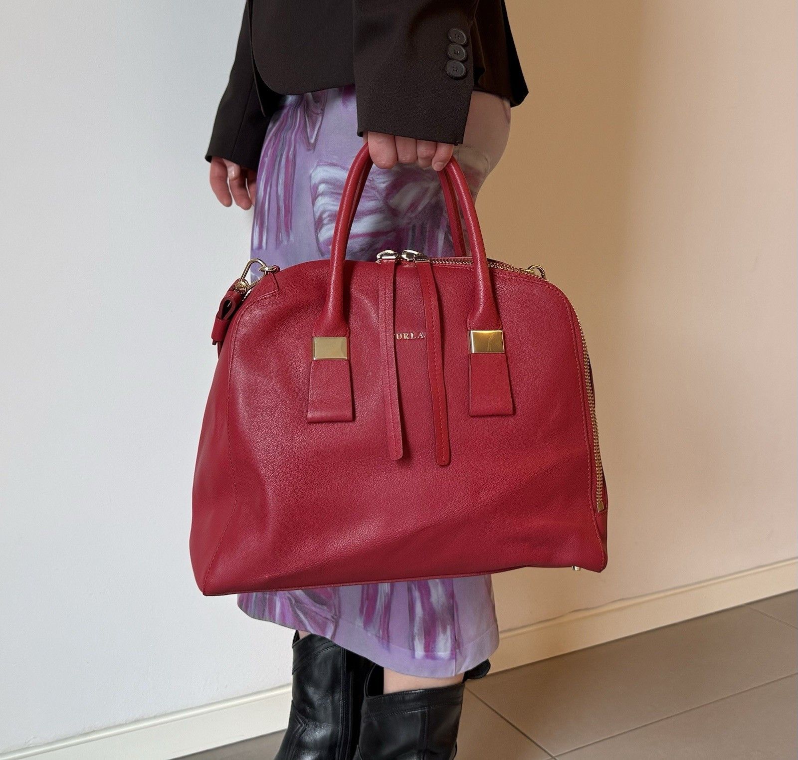 Furla Furla Twiggy Red Hand satchel Bag Leather 2 Way Tote Bag Size ONE SIZE - 1 Thumbnail