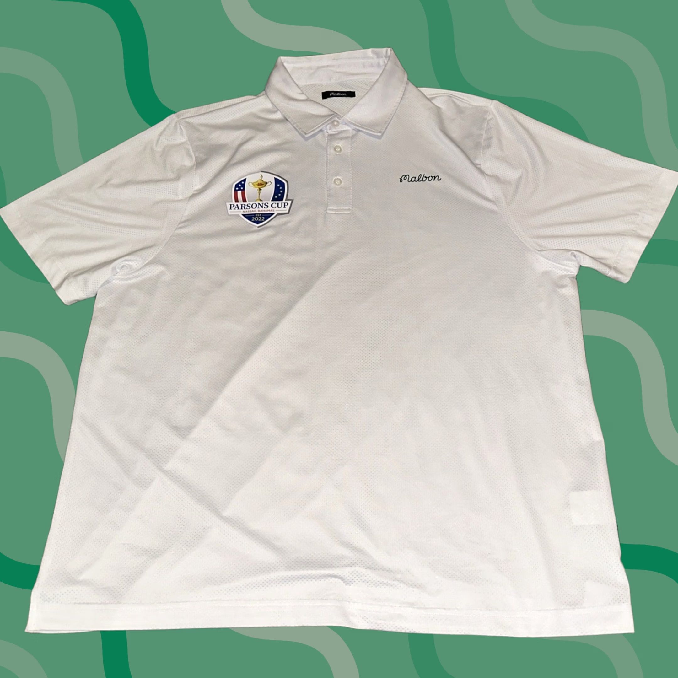 Vintage Malbon Golf Polo Shirt Mens XL Parsons Breathable Short Sleeve Knit Cotton White Logo Embroidered Button Polo Golf Size US XL / EU 56 / 4 - 1 Thumbnail