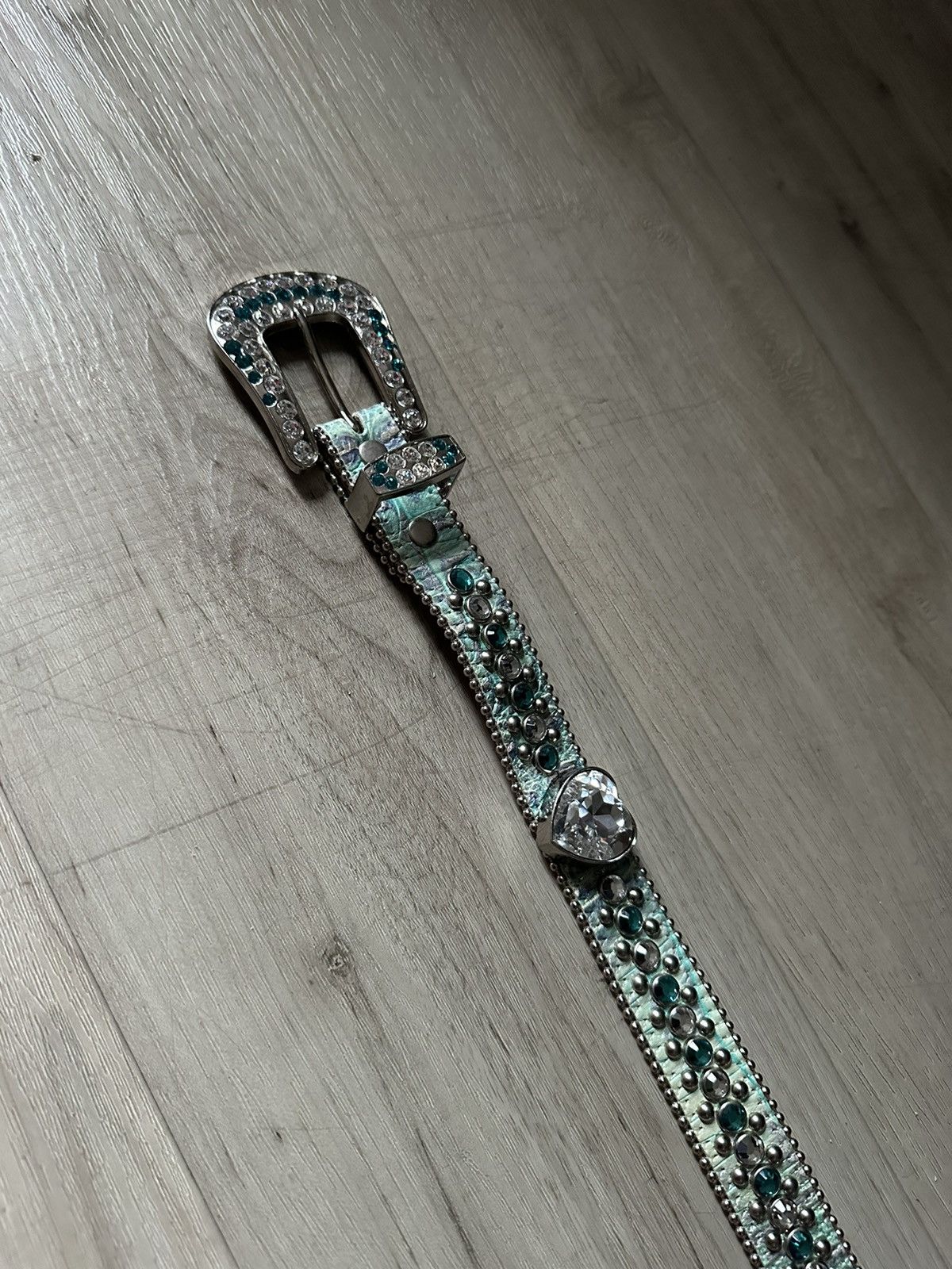 B.B. Simon BB SIMON Belt blue reptile heart crystal size XXL 36” Size ONE SIZE - 3 Thumbnail