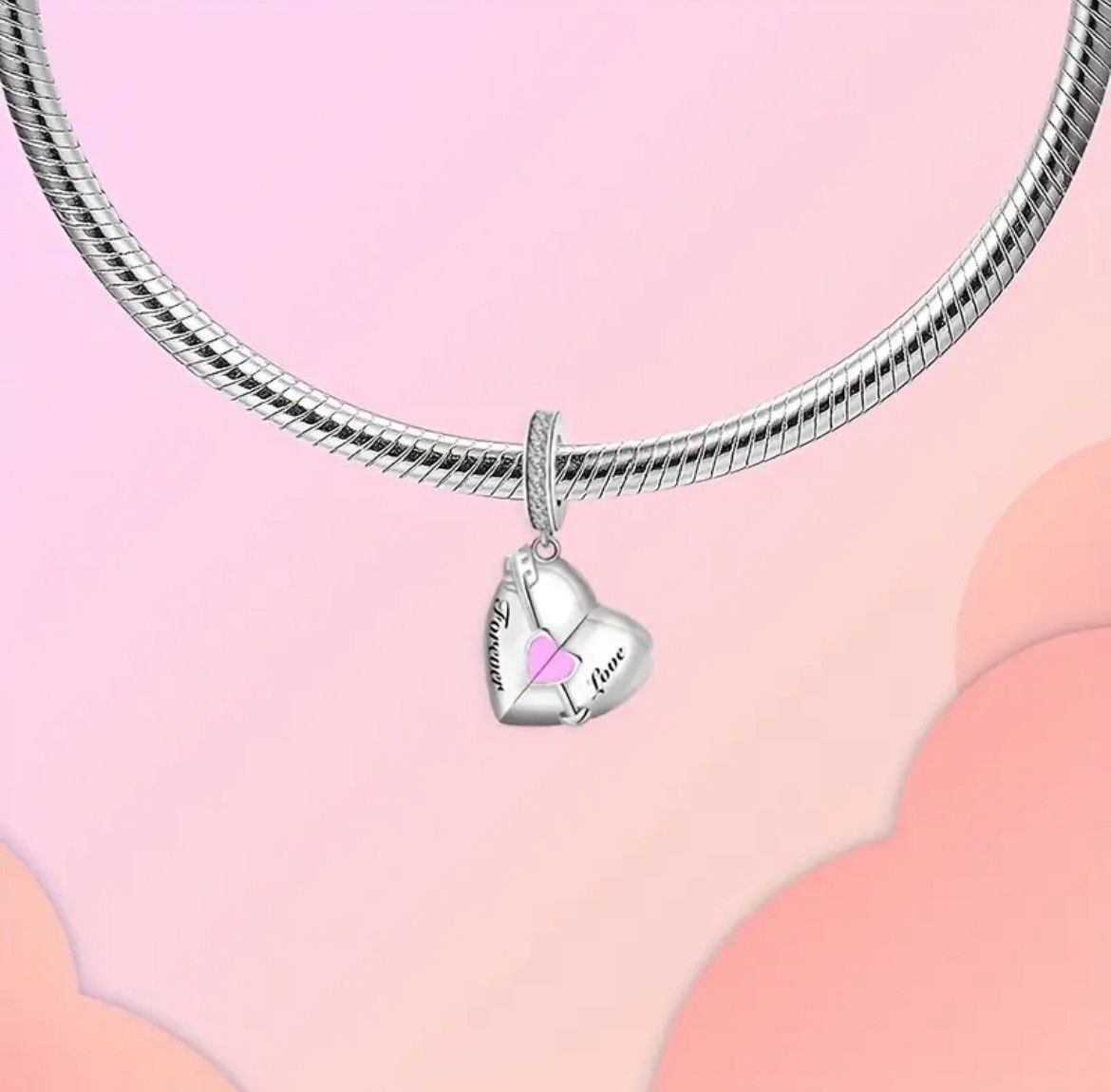 Other 925 Sterling Silver Forever love Heart Charm. Size ONE SIZE - 2 Thumbnail