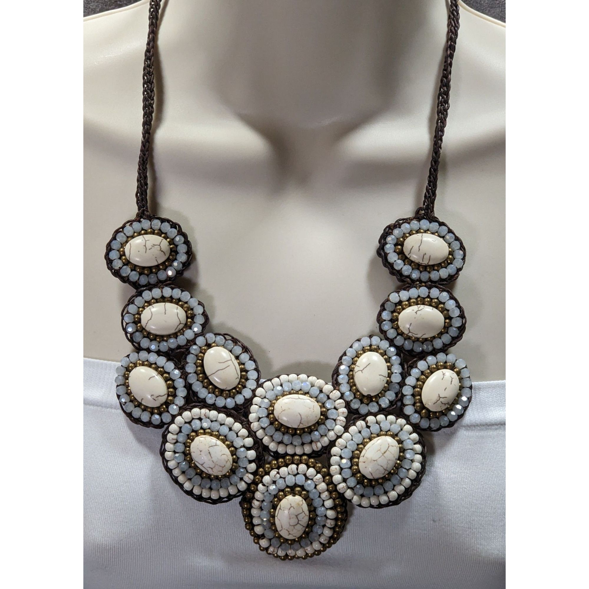 Other Boho Chic Stone And Glass Beaded Statement Necklace On Macra Size ONE SIZE - 2 Thumbnail
