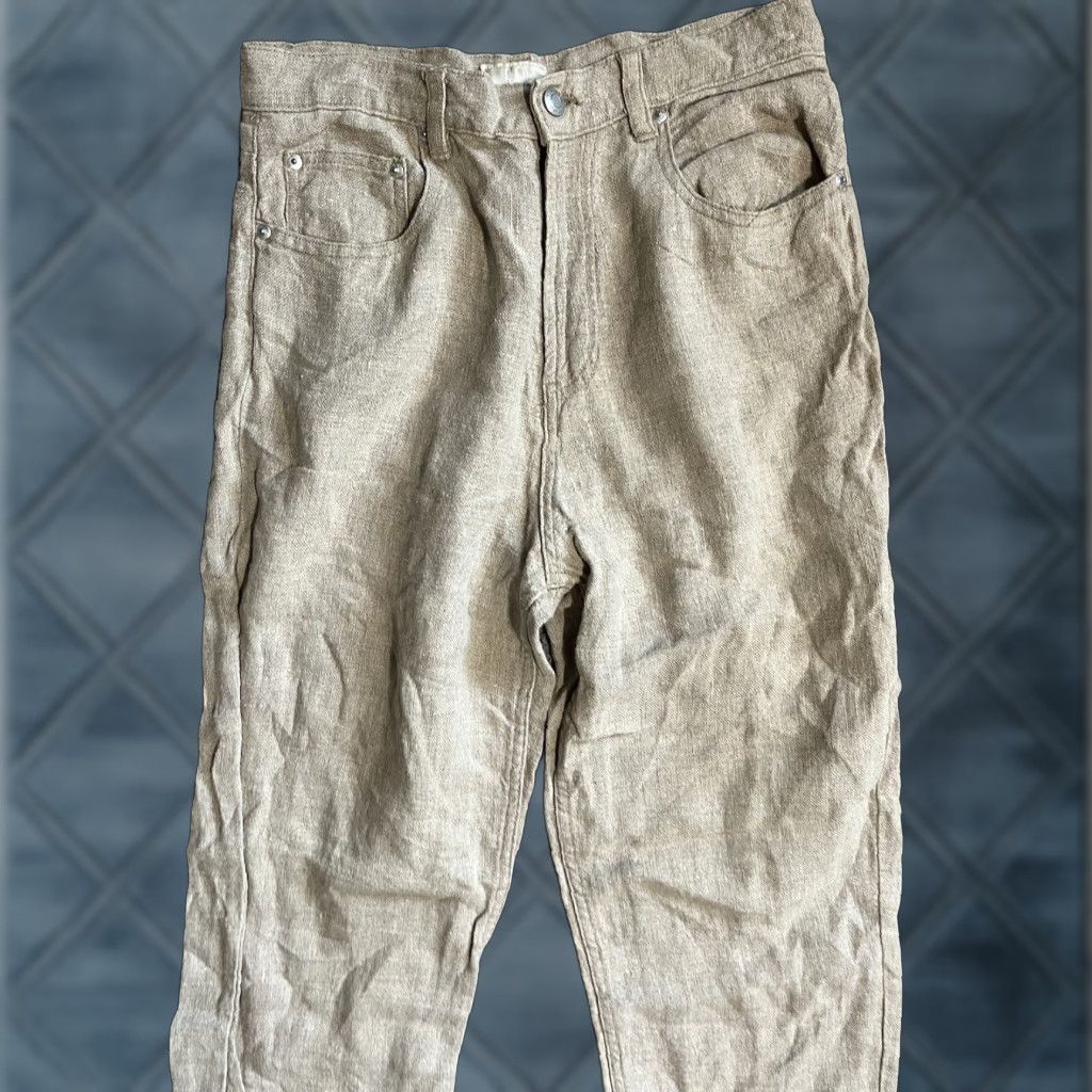 Gap VTG Gap Womens 100% Linen Chino Pants Size 10 Beige Hi Rise Crop Trousers Y2K Size 32" / US 10 / IT 46 - 1 Thumbnail