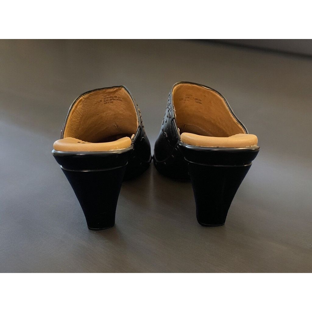 Unknown London Sofft Black Heels Clogs Slip-On's Shoes Leather Size 6.5 M Size US 6.5 / IT 36.5 - 3 Thumbnail