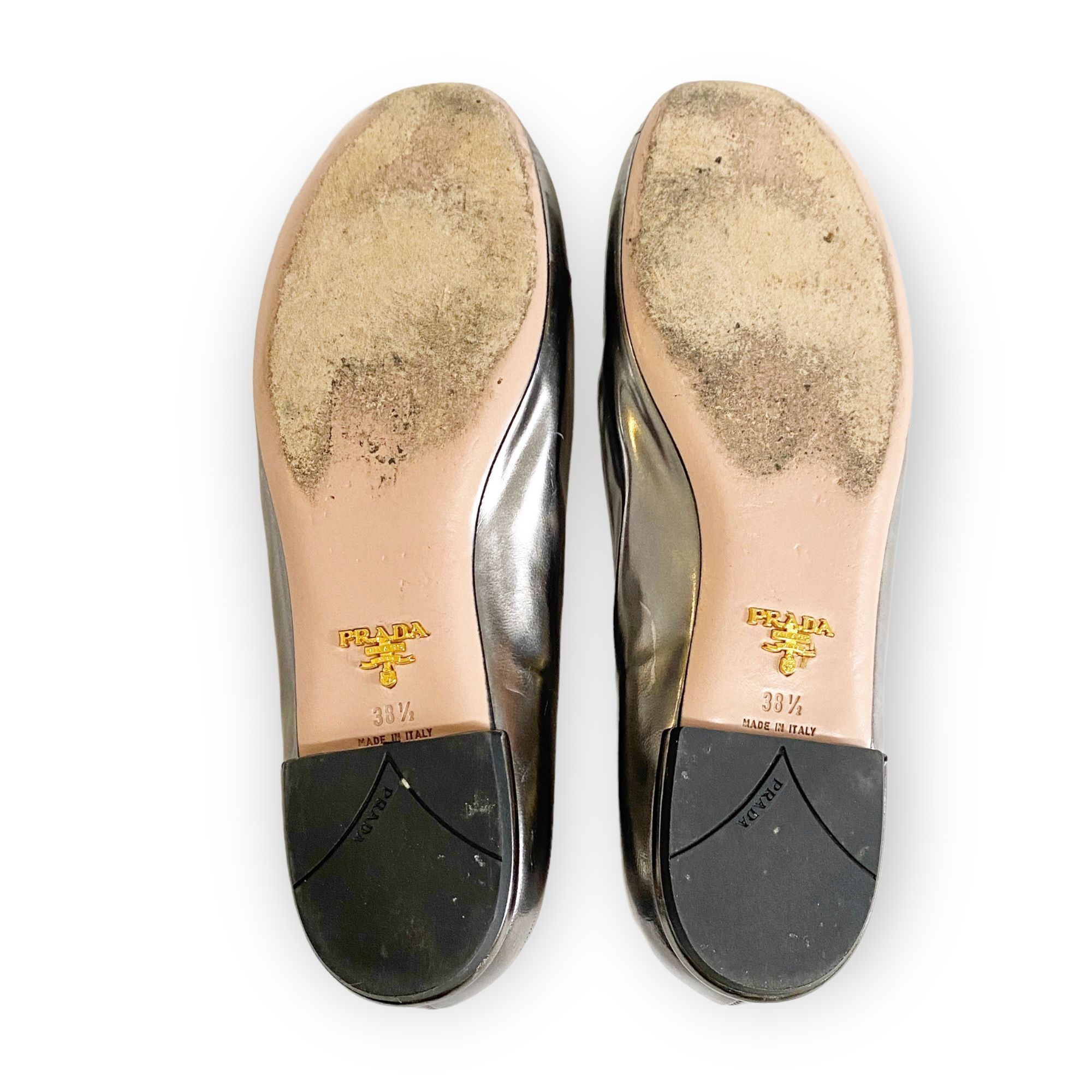 Prada Prada Pewter Metallic leather Jeweled flats, size 38.5 EU Size US 8.5 / IT 38.5 - 8 Thumbnail
