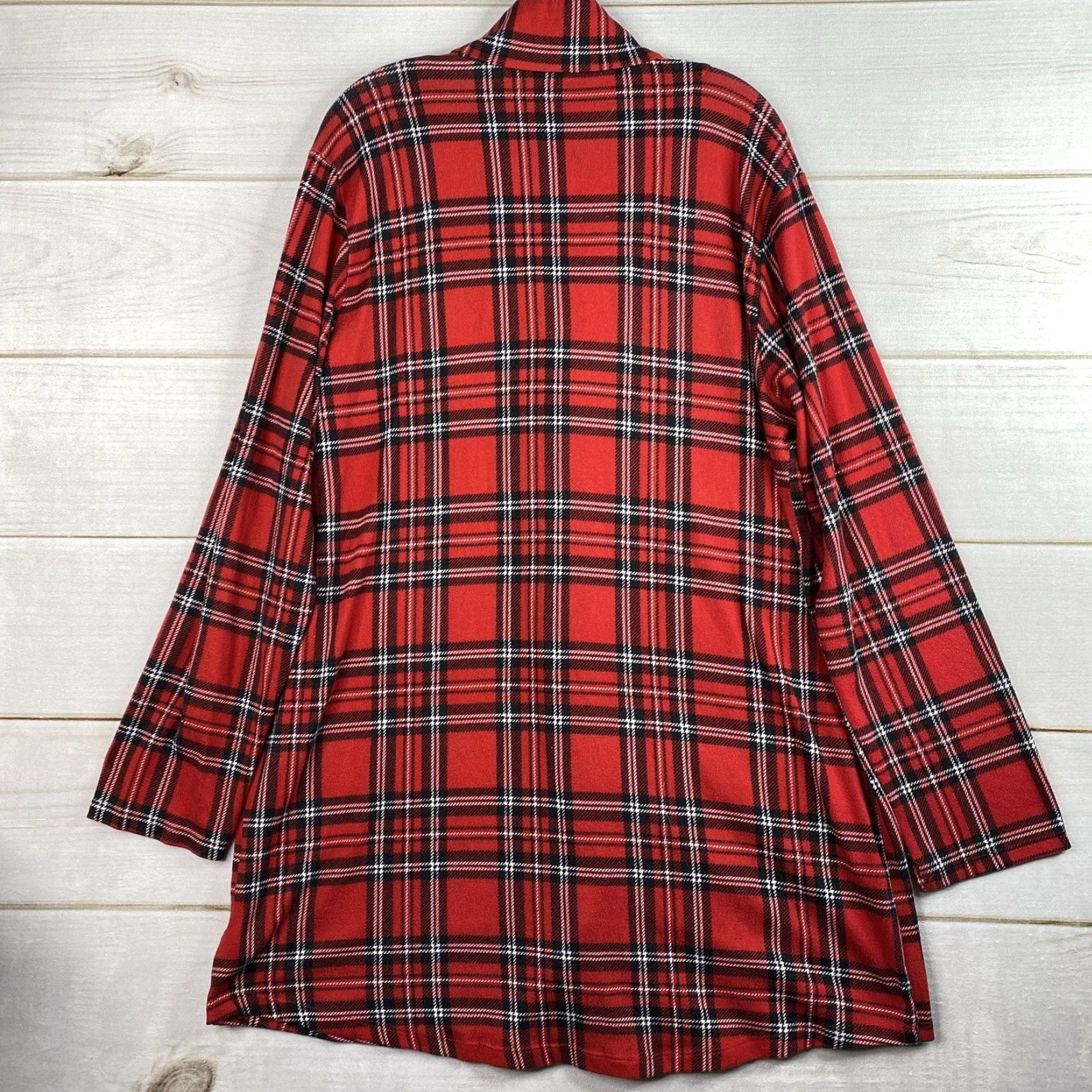 Laura Ashley Laura Ashley Womens XL Sleepshirt Plaid Nightgown Red Pocket Button V-Neck Soft Cozy Thermal Knit Flannel Lightweight Fall Winter 90s Theme (None) Size XL / US 12-14 / IT 48-50 - 7 Thumbnail
