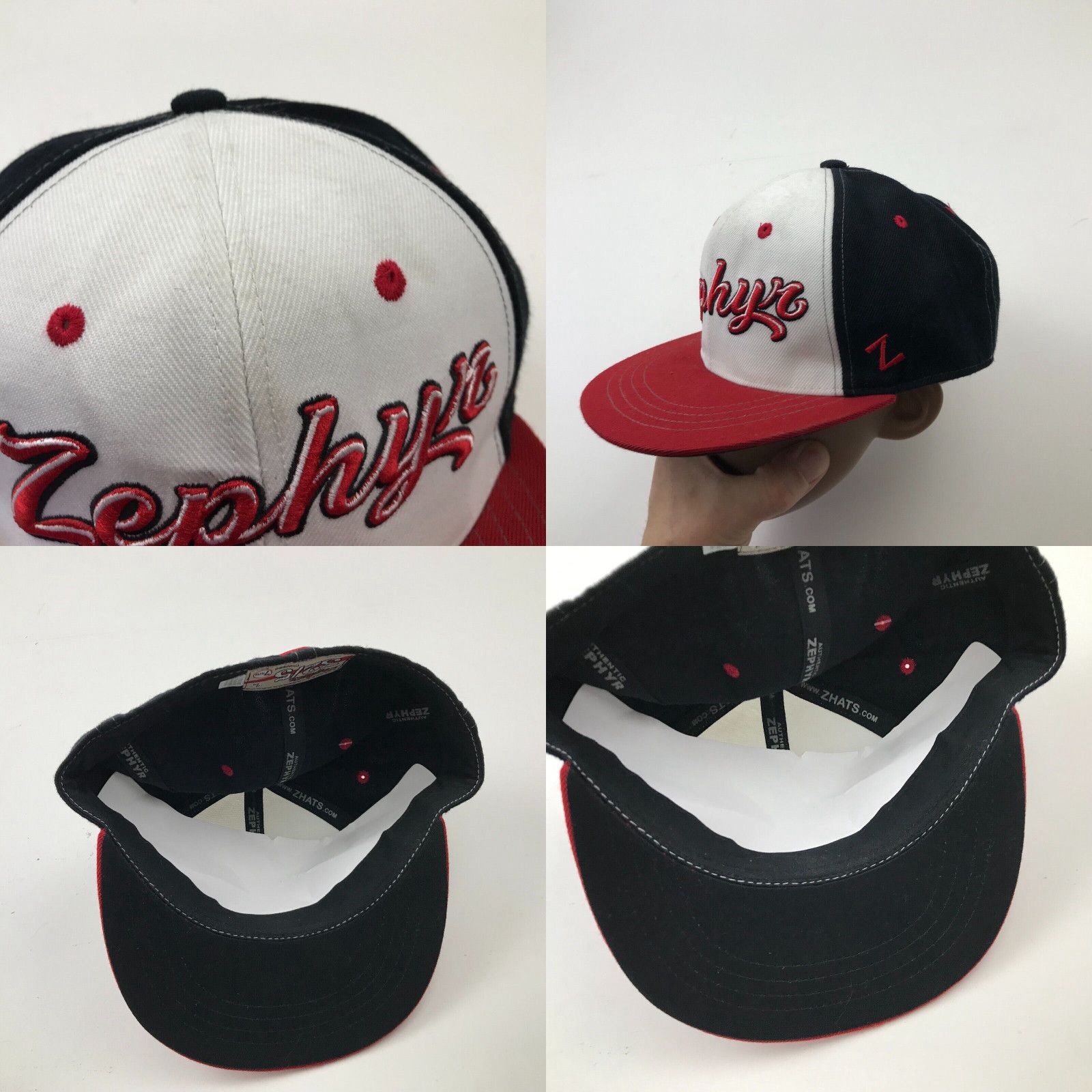 NEW VINTAGE Zephyr Hat Cap Size 7 5/8 White Black Red Embroidered Adult  Mens 