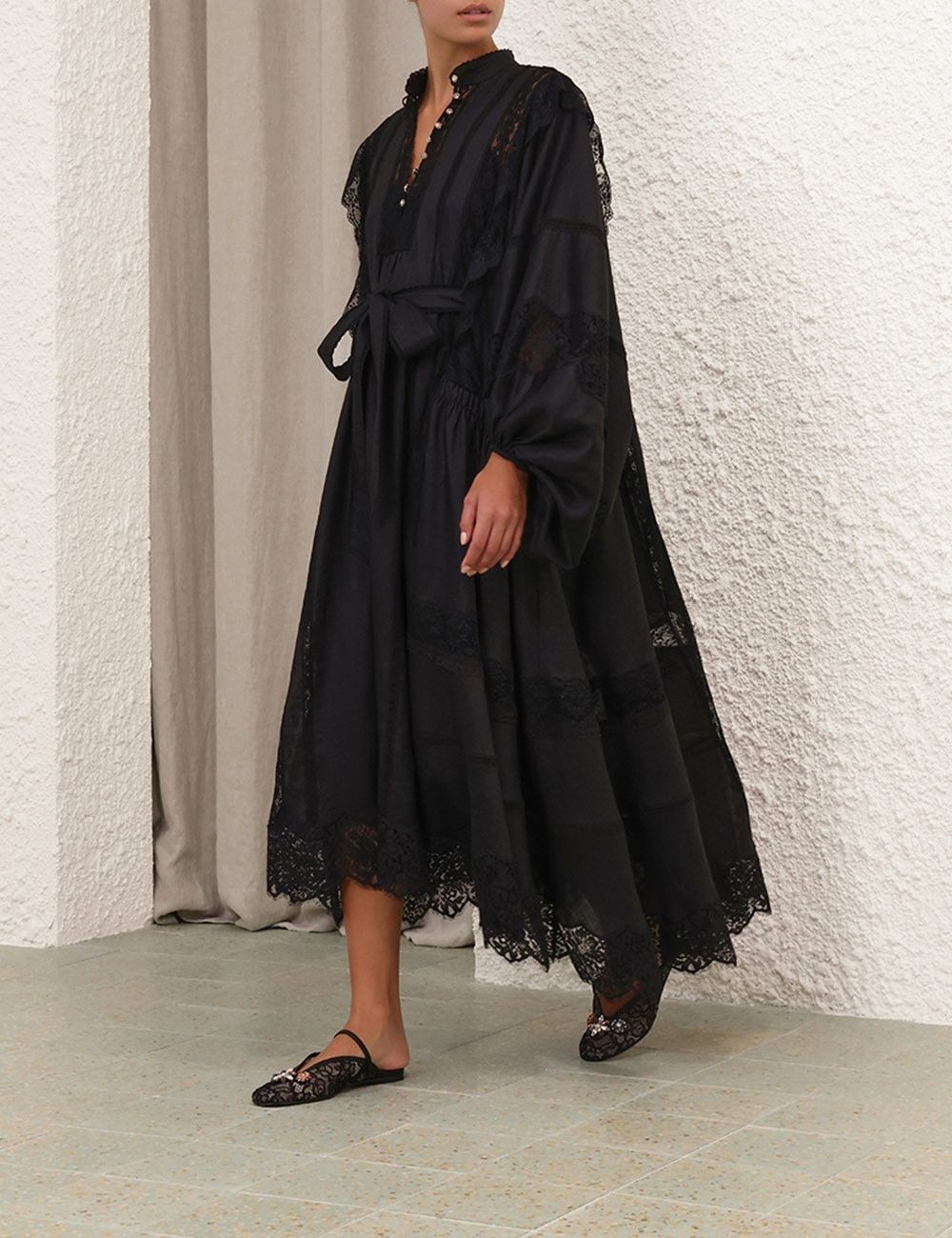 Zimmermann oc11z1025 Crush Lace Billow Dress in Black Size XS / US 0-2 / IT 36-38 - 3 Thumbnail