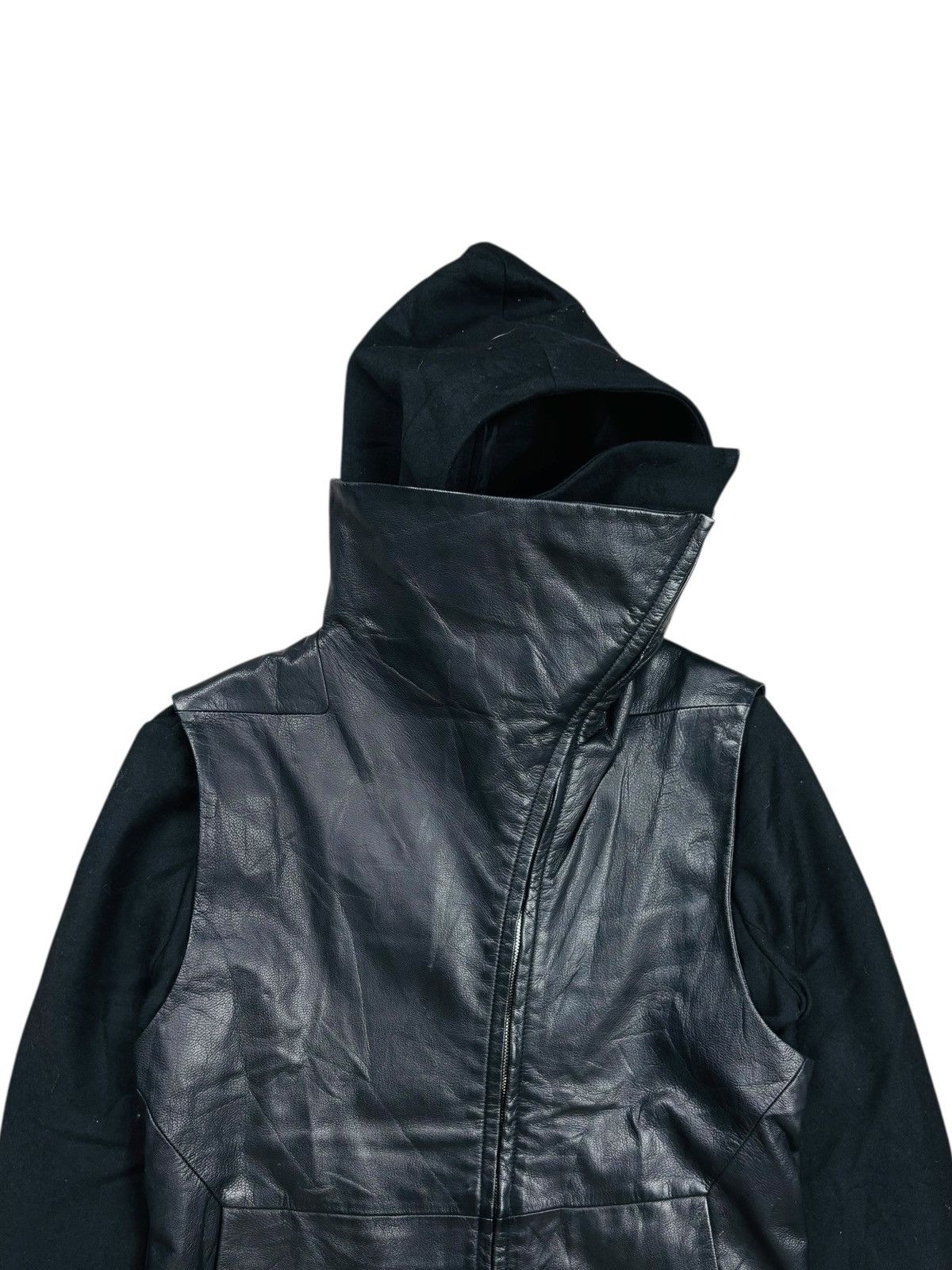 Ekam 2000s System - Rick Owens Style Asymetric Zip Leather Jacket Size US M / EU 48-50 / 2 - 6 Thumbnail