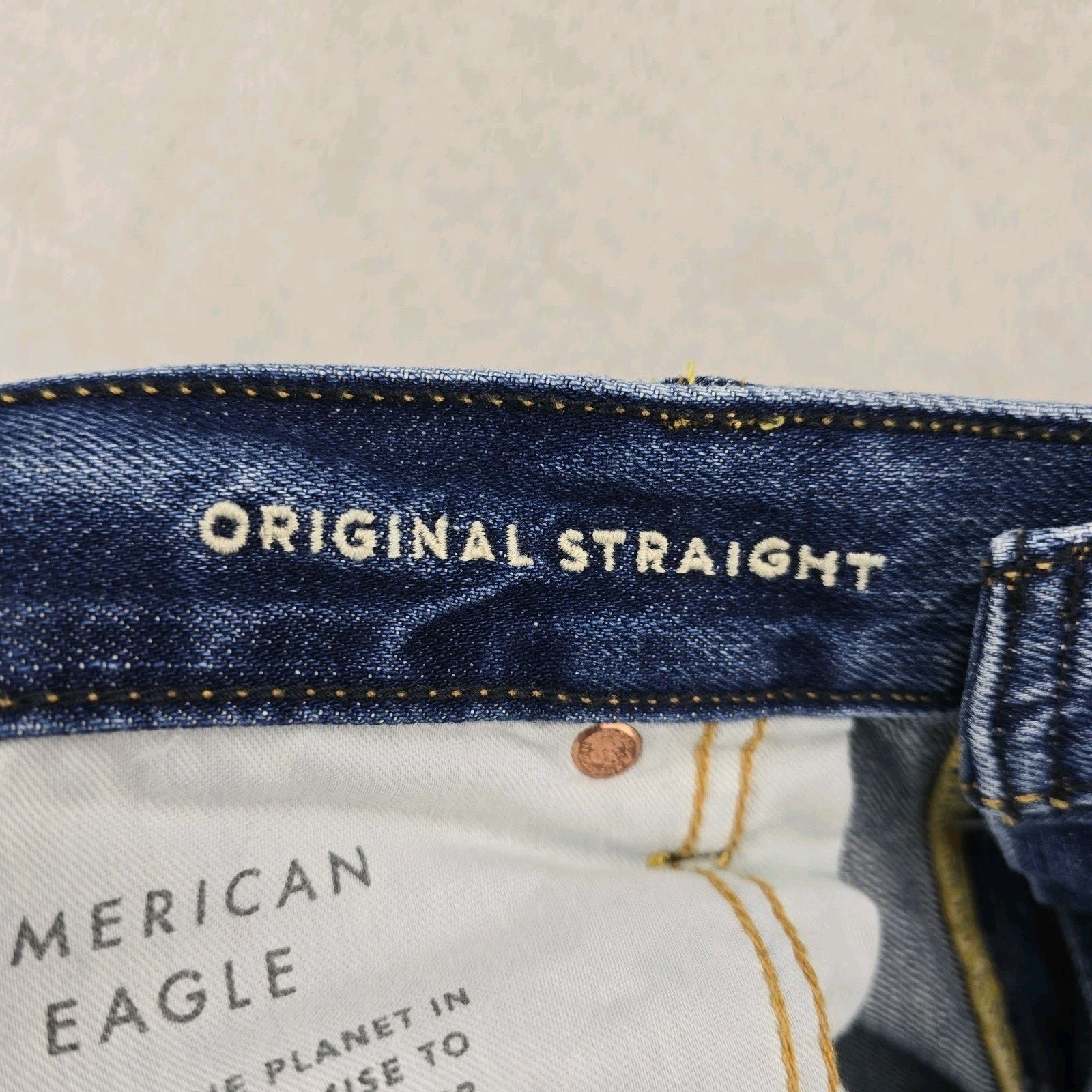 American Eagle Outfitters American Eagle Original Straight Fit Jeans 36x30 (Fits 38x29 Size US 36 / EU 52 - 6 Thumbnail