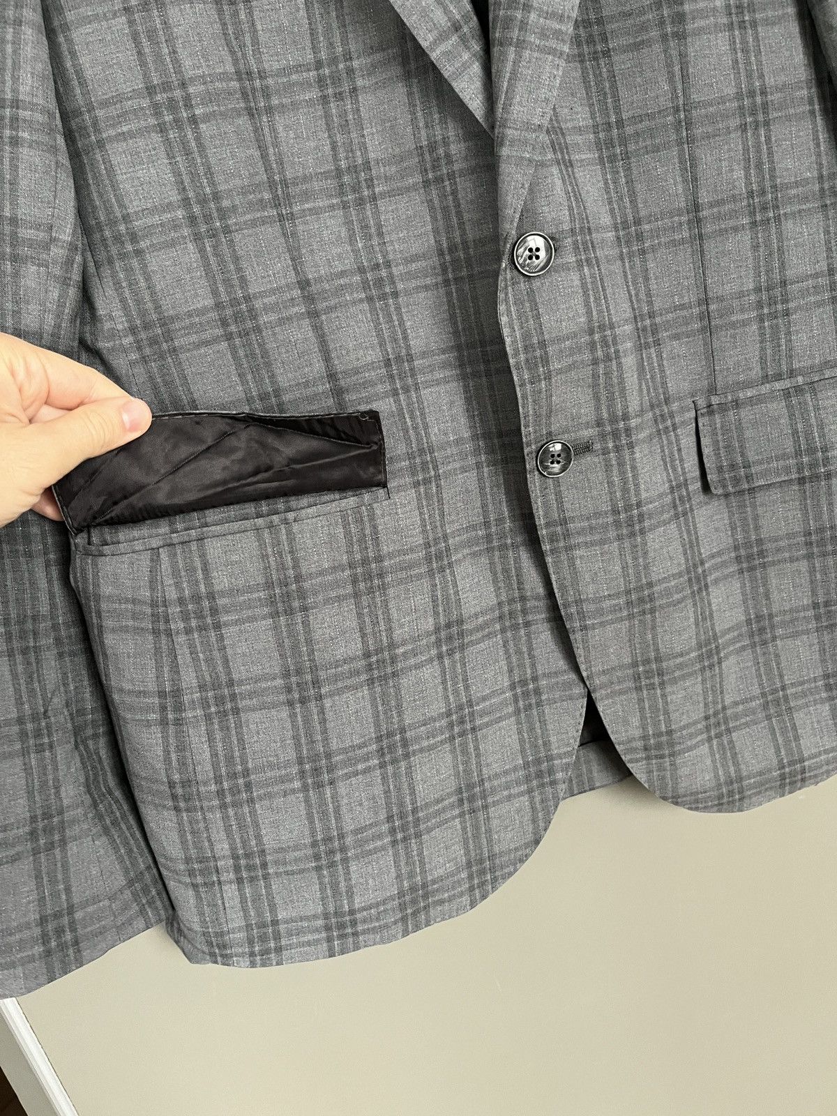 L.B.M. 1911 L.B.M 1911 Gray Check Plaid Wool Blazer Size 50R - 6 Thumbnail