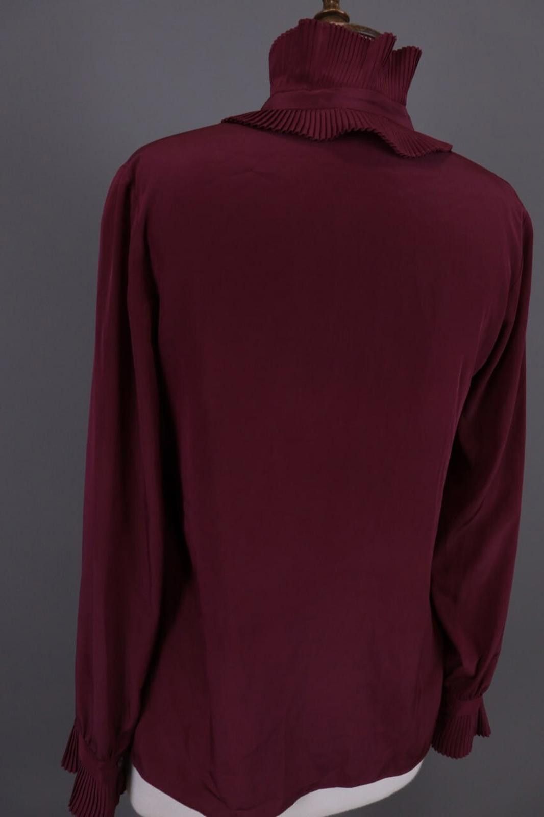 Designer Claudie Pierlot Burgund Pussy Bow Blouse Shirt Size 38 Size M / US 6-8 / IT 42-44 - 12 Thumbnail