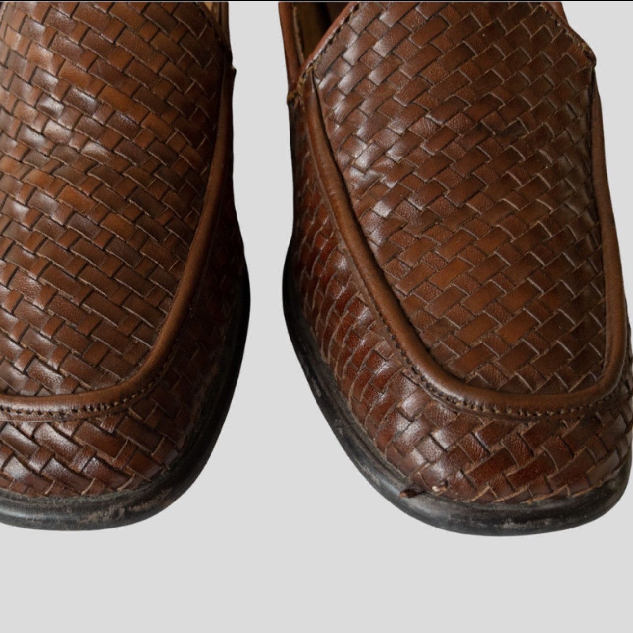 Vintage Vintage loafers Bottega style brown woven leather shoes Size US 9 / IT 39 - 4 Thumbnail