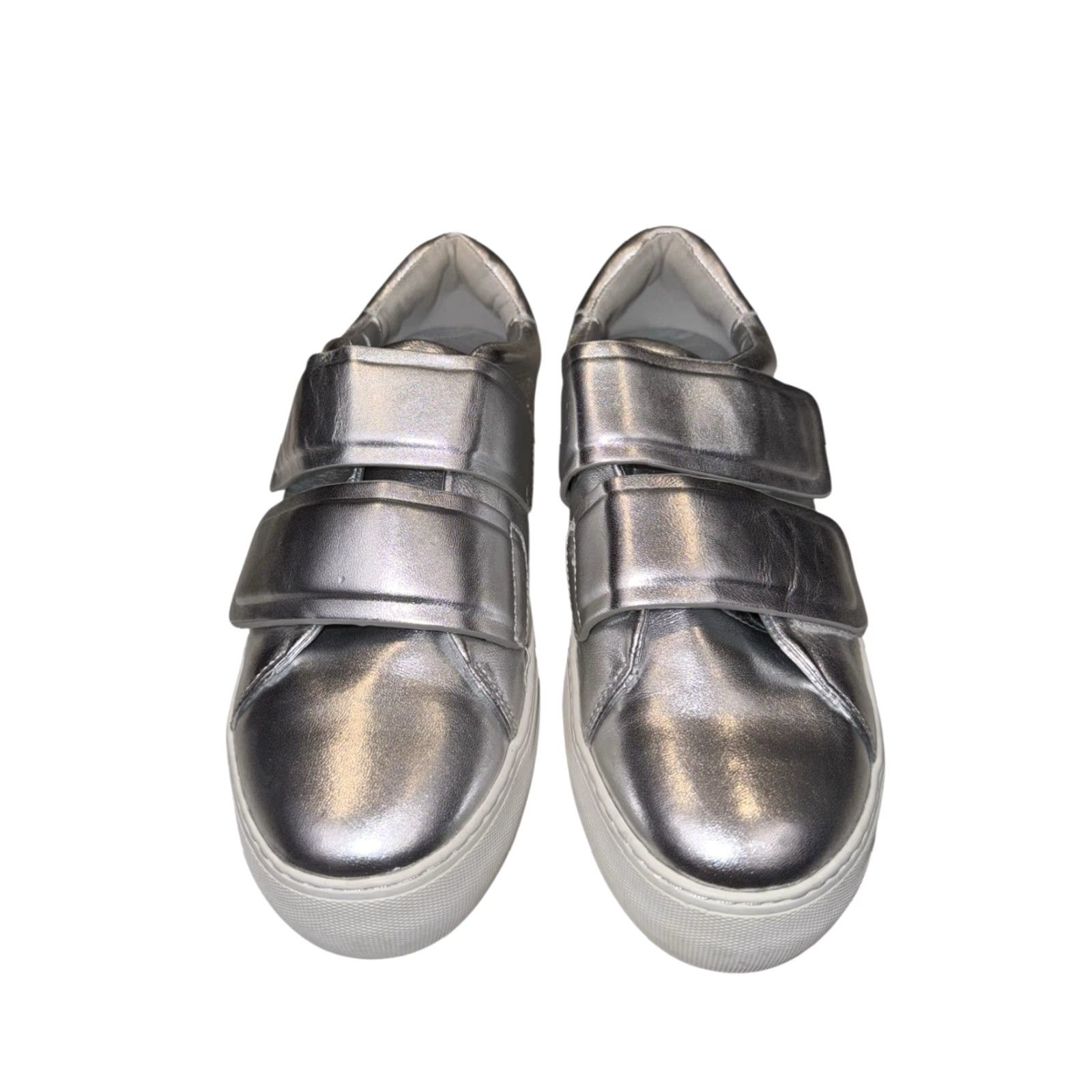 J/Slides J/Slides Adelynn Sneaker Leather Silver Metallic Platform Size 8 Women Gray Athletic Shoes Size US 8 / IT 38 - 3 Thumbnail