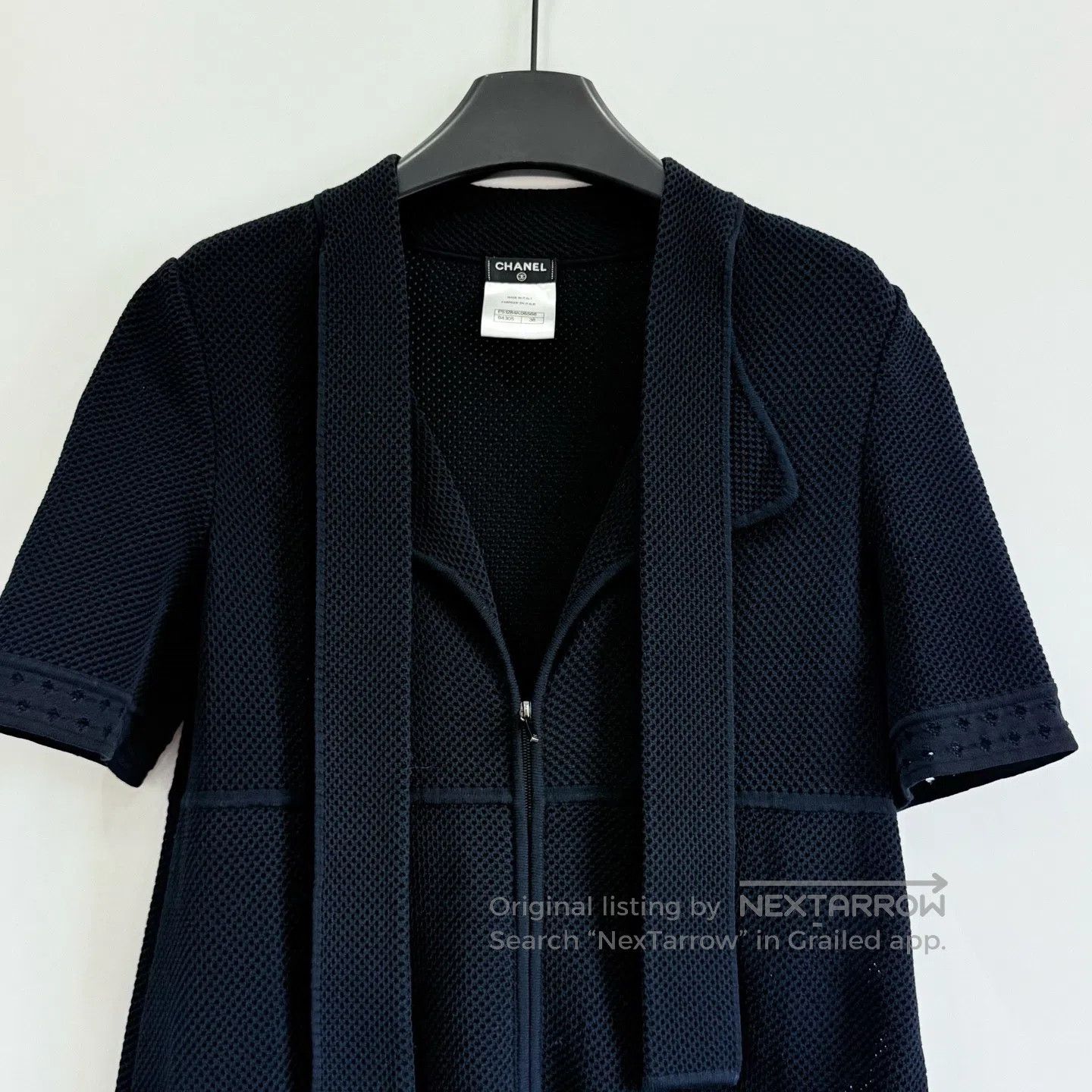Chanel Chanel Black Short Sleeve Knit Tie Front Jacket| Size XS / US 0-2 / IT 36-38 - 2 Thumbnail