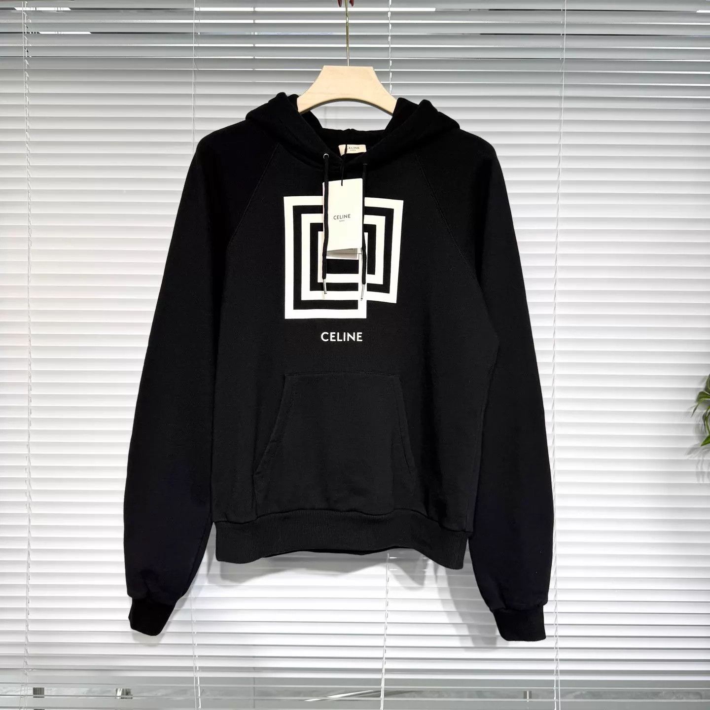 Celine Celine Black Hoodie S Maze Print Letter Logo Size S / US 4 / IT 40 - 1 Thumbnail