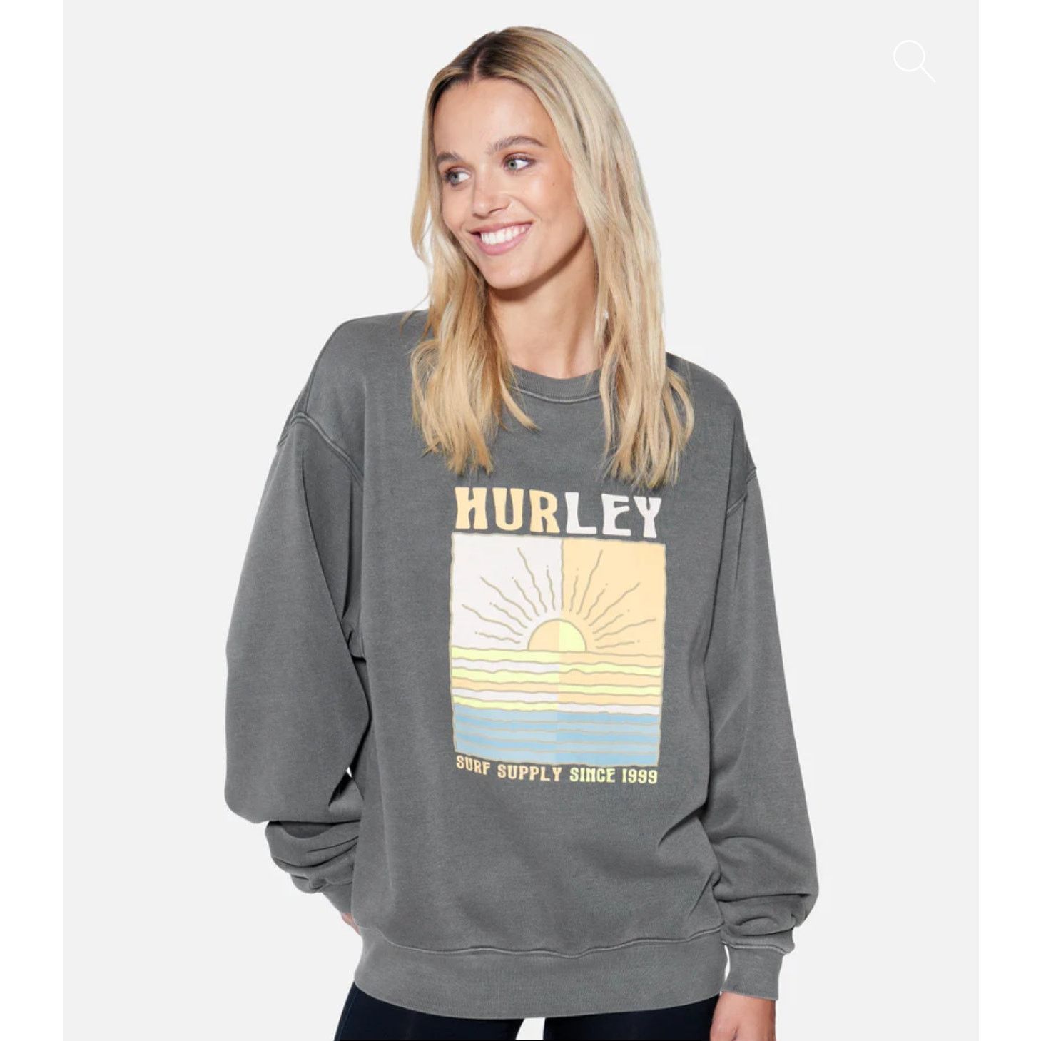 Hurley Hurley La Mer Boyfriend Gray Crewneck Sweatshirt Women's Sml Size S / US 4 / IT 40 - 1 Thumbnail