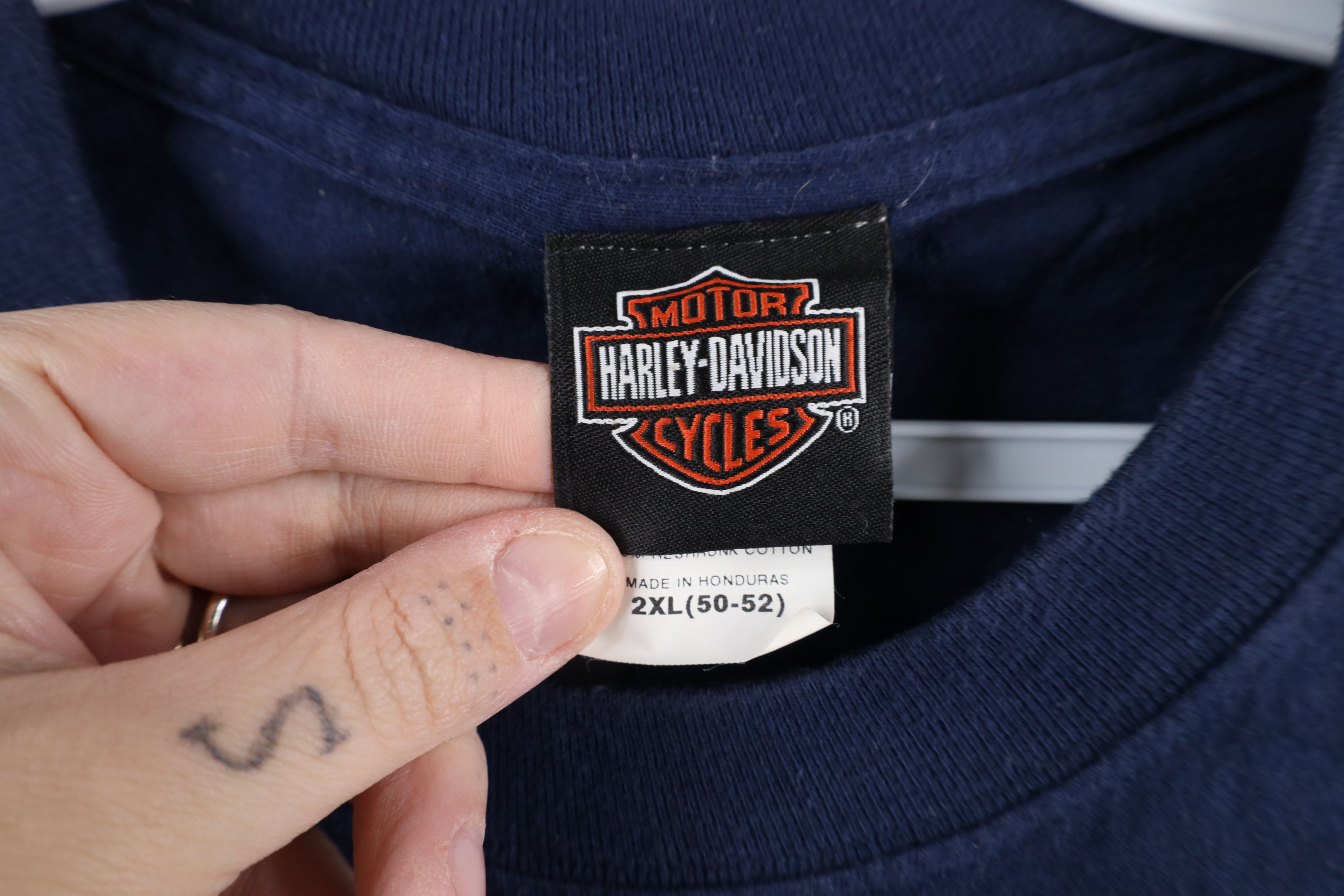 Harley Davidson × Vintage Vintage Y2K 2007 Harley Davidson Eagle Kuwait T-Shirt Blue Size US XXL / EU 58 / 5 - 8 Thumbnail