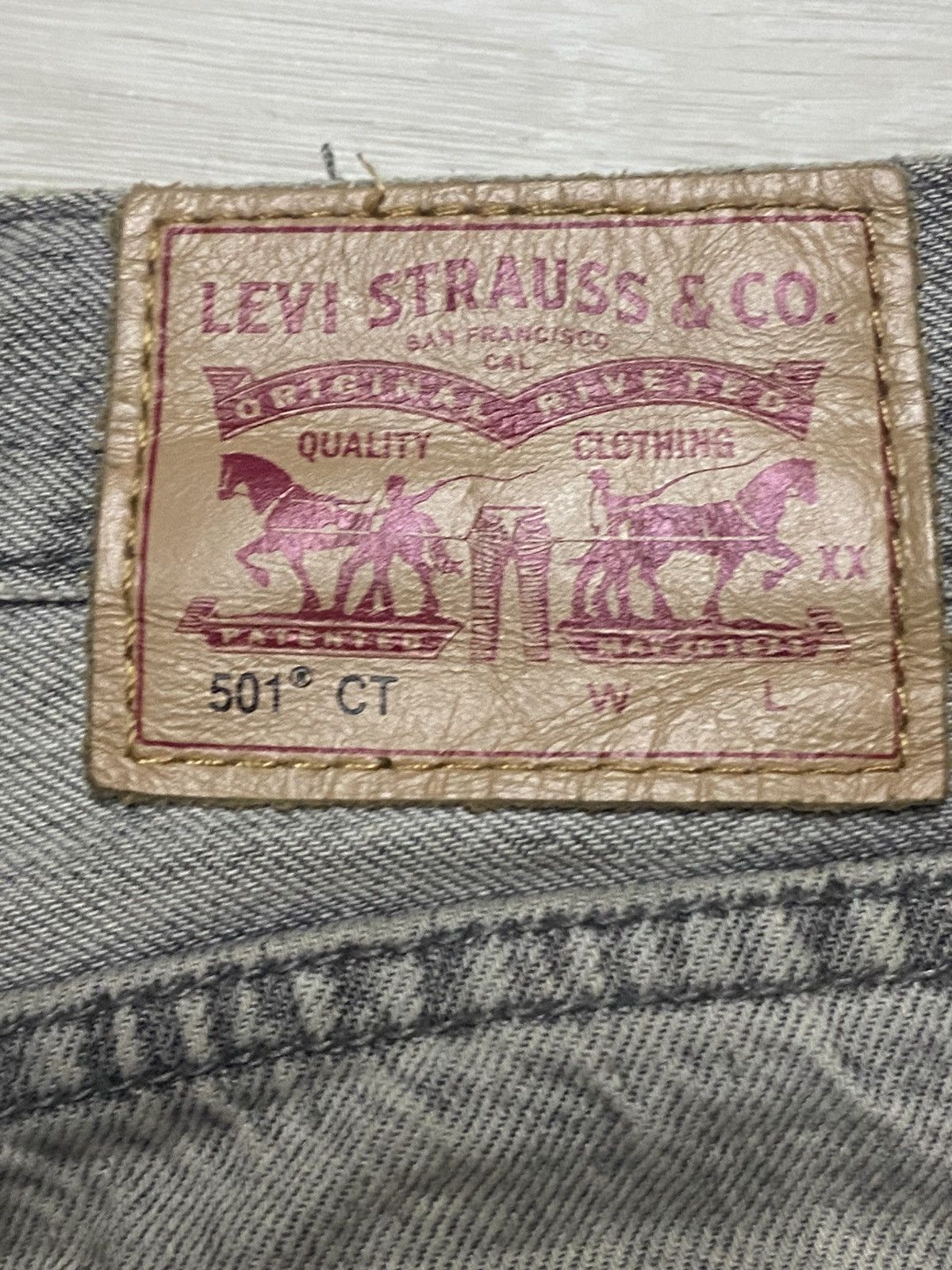 Levi's Vintage Levis 501 Ct Stone Wash Distressed Slim Jeans Size US 31 - 12 Thumbnail