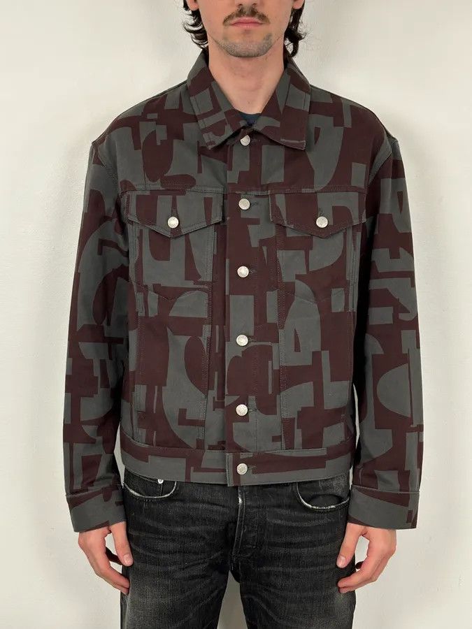 Dries Van Noten Dries Van Noten Burgundy & Grey Digital Print Denim Jacket Size US M / EU 48-50 / 2 - 2 Thumbnail