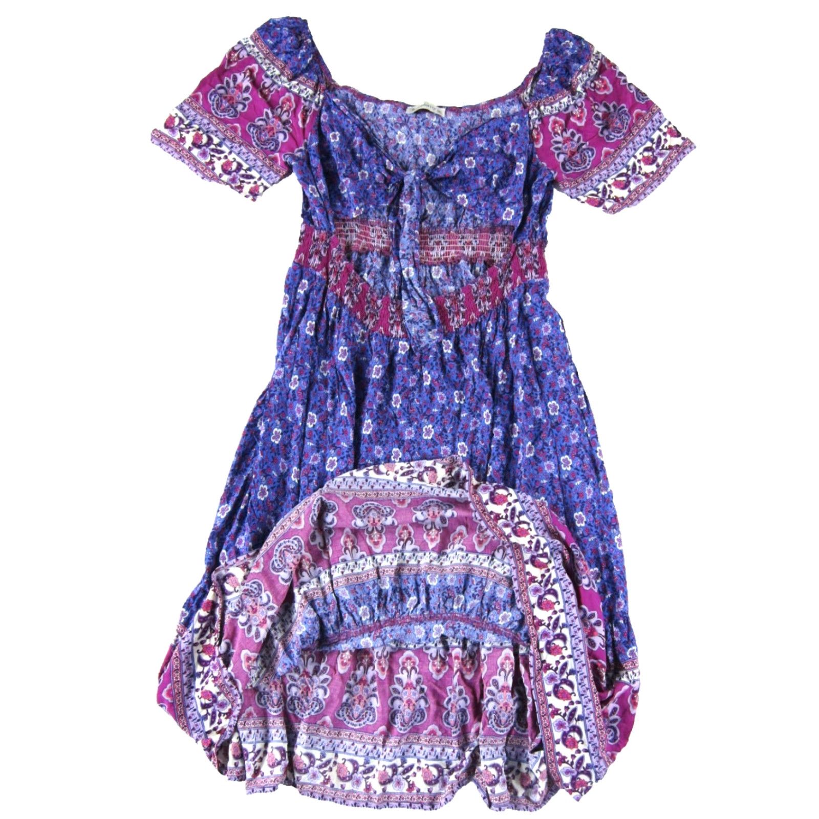 Vintage VINTAGE Rusttydustty Rayon Purple Pink White Floral Open Stomach Long Maxi Sun Dress 2XL Size XXL / US 16-18 / IT 52-54 - 5 Thumbnail