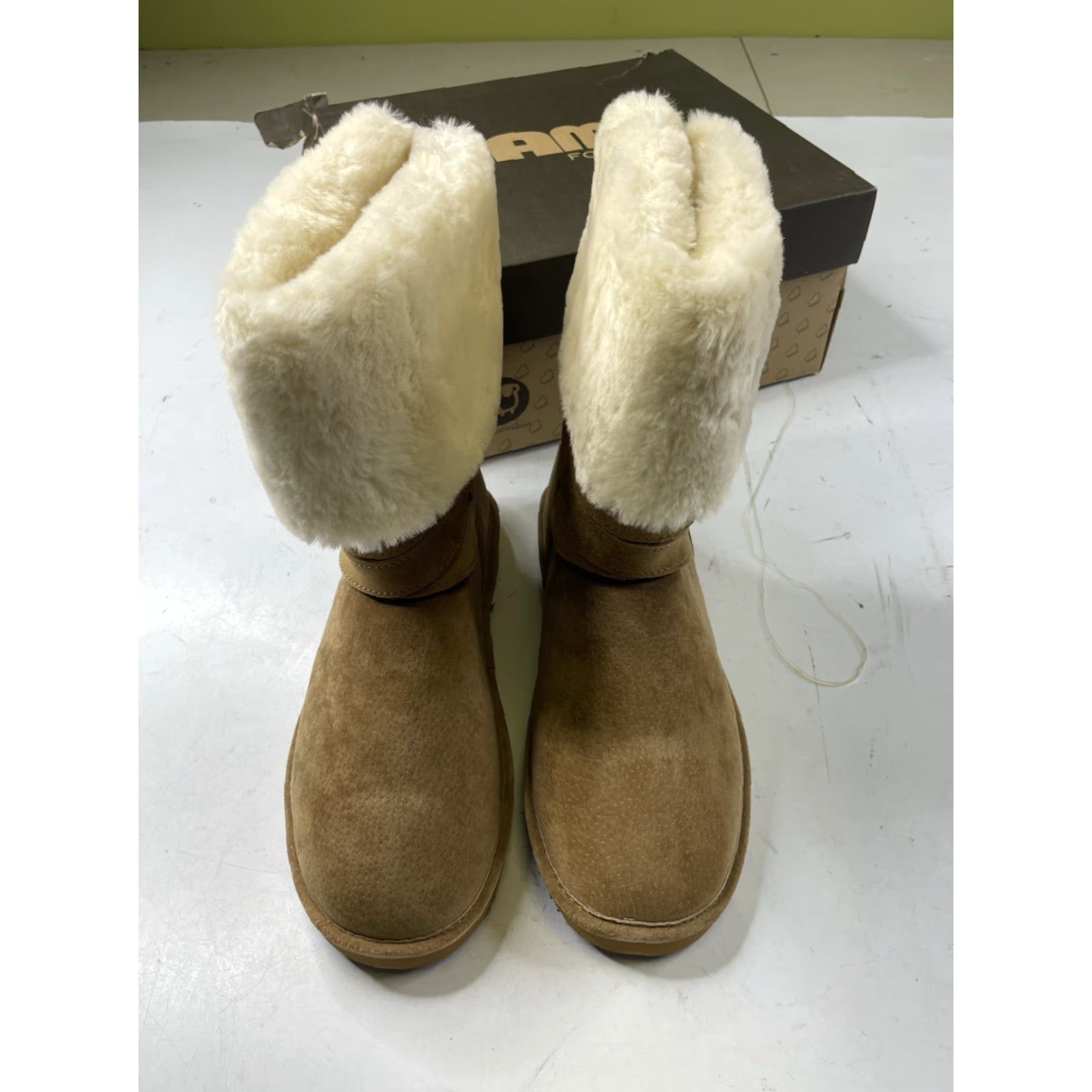 Vintage LAMO SAVOY Boots Women's Mid-Calf Chestnut 10 M Box Included, Shearling Style, Faux Suede, Flat Heel, Winter, Casual, Round Toe, Solid, Shoes Size US 10 / IT 40 - 2 Thumbnail
