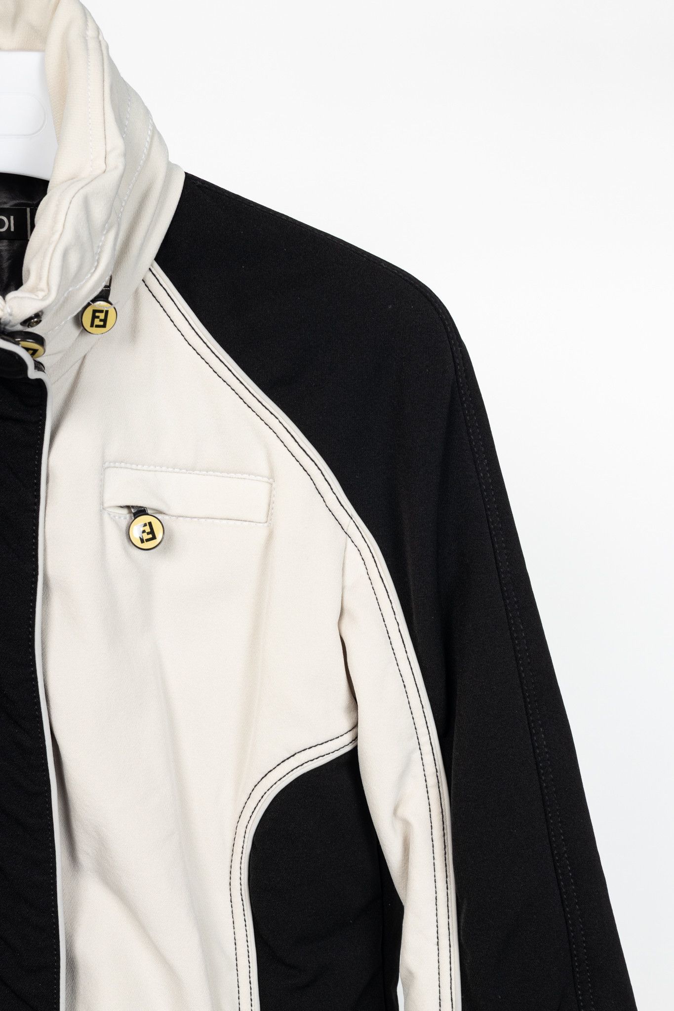 Fendi Fendi White & Black Colourblock Hidden-Hood Zip Jacket Size S / US 4 / IT 40 - 5 Thumbnail